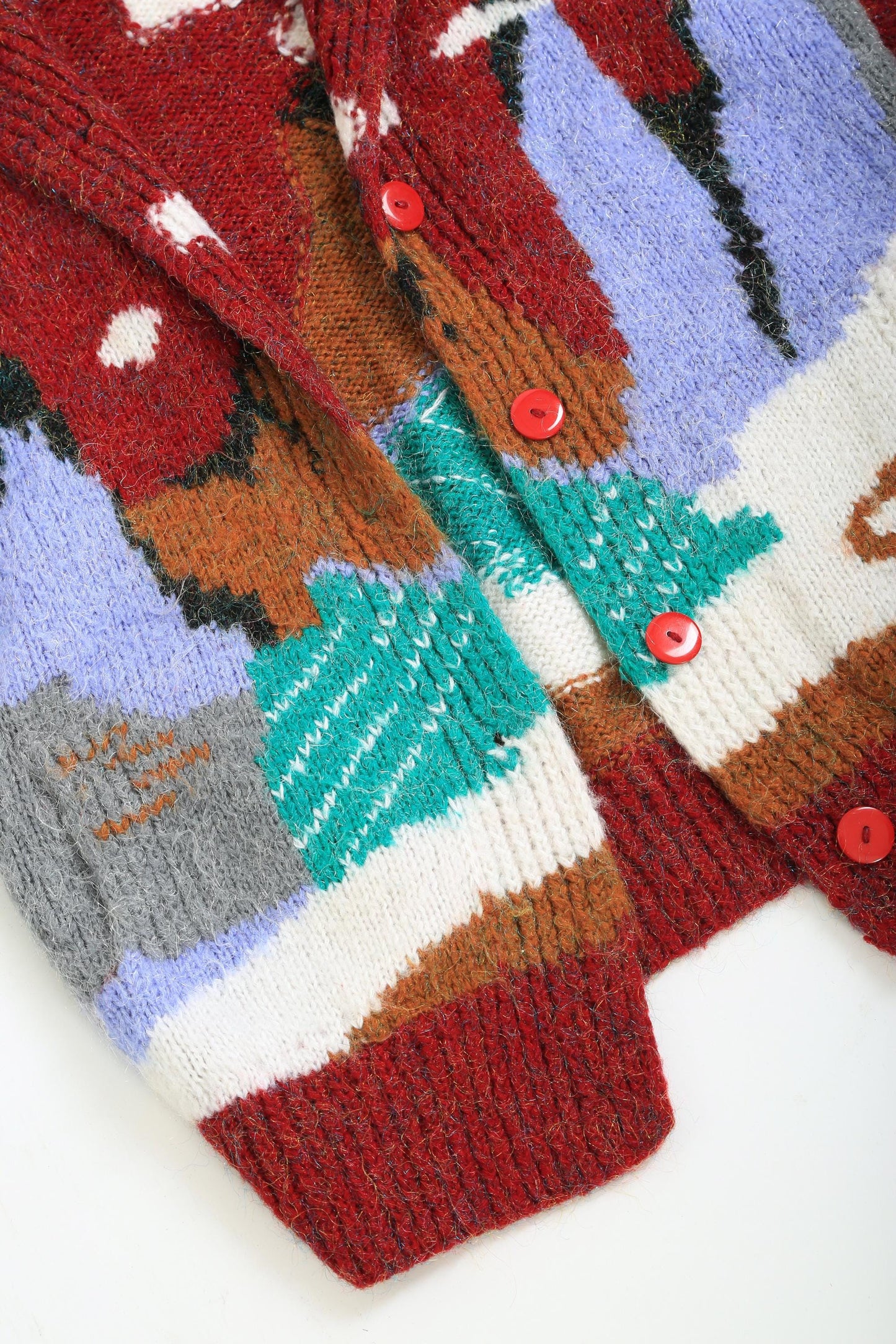 80s Metallic mountain scene hand knit sweater cardigan