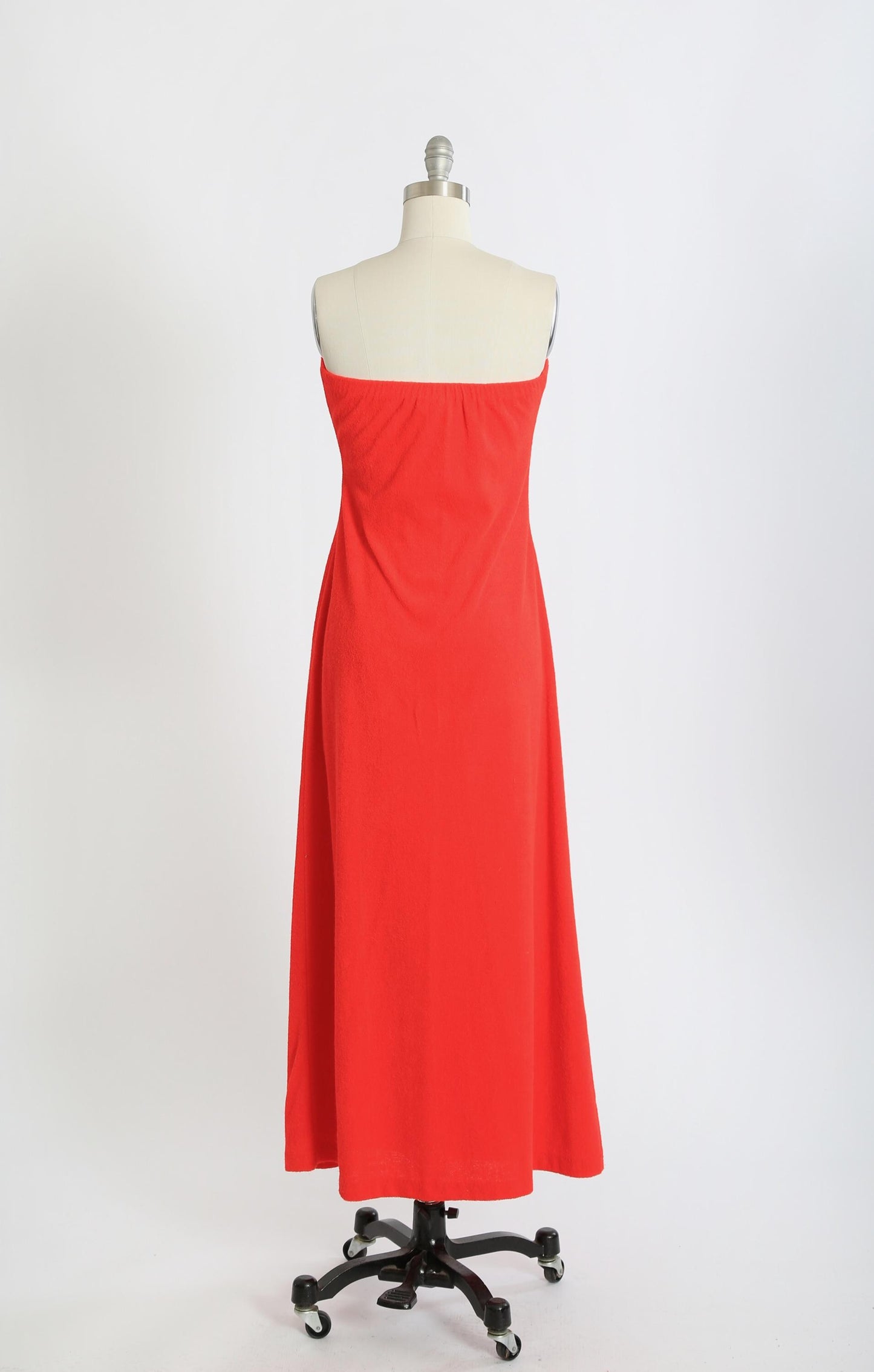 Red terry cloth dress | Vintage 70s Jonathan Logan tube top maxi dress