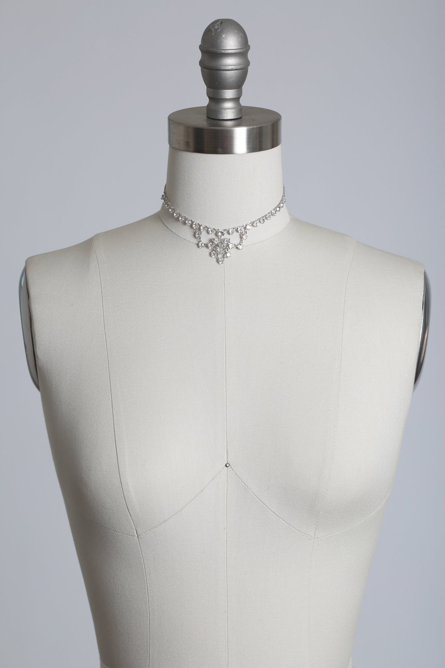 Riviere Paste Necklace | Antique vintage Edwardian jeweled paste 12K white gold filed choker | Edwardian paste necklace