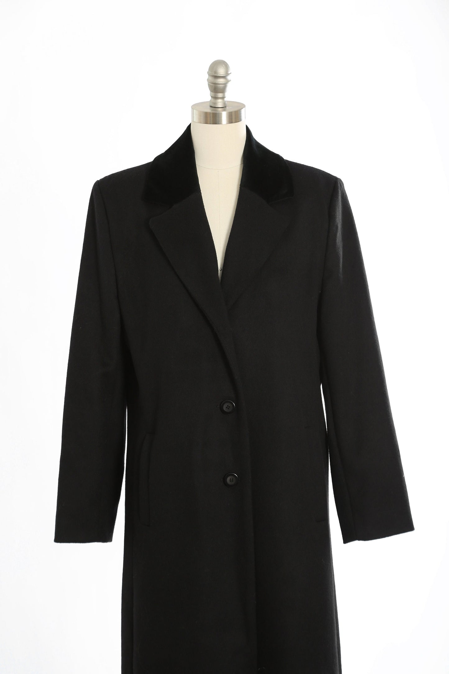 90s black wool coat | Vintage 1990s PENDLETON black velvet Merino wool long oversized coat