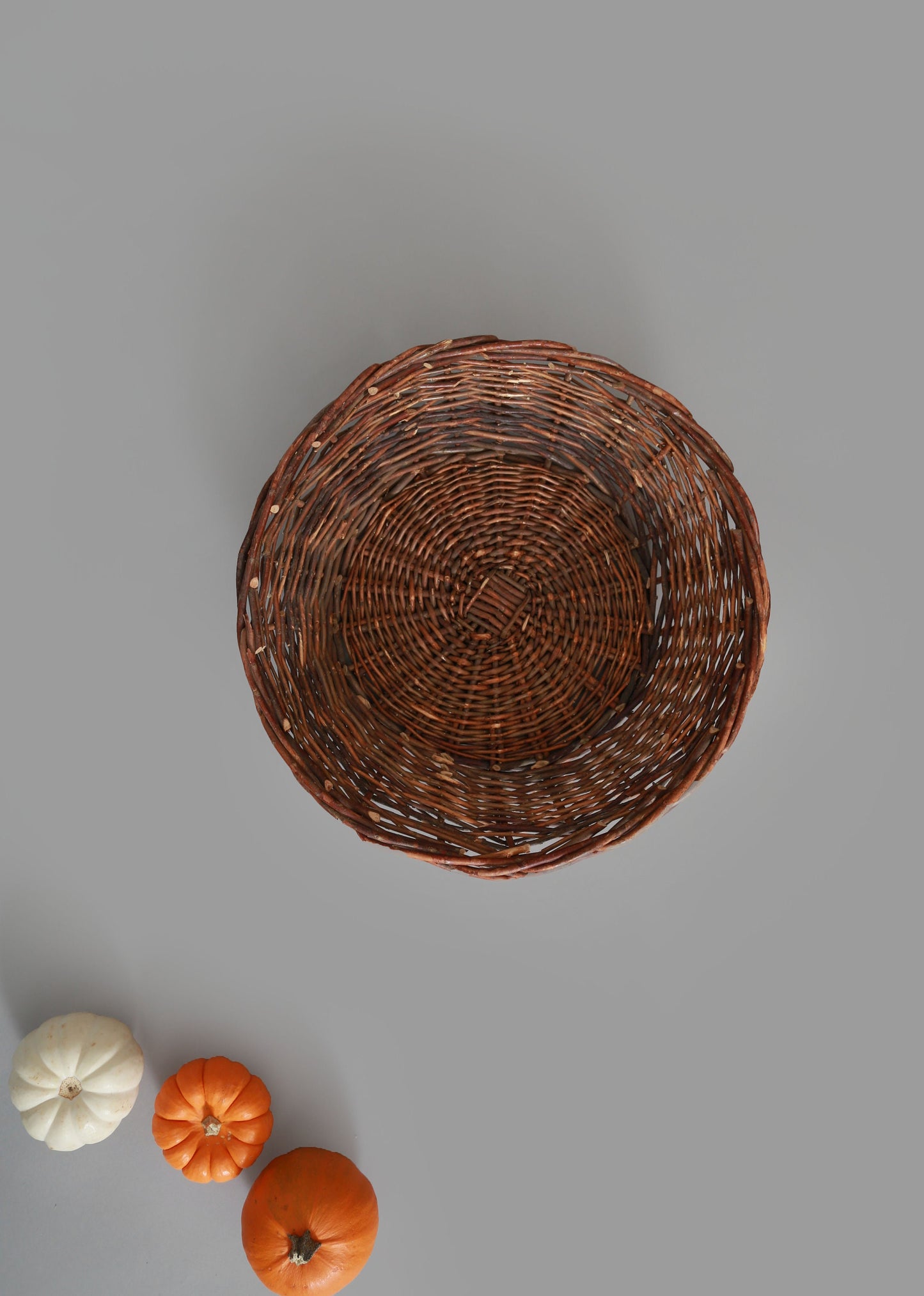 Vintage woven grape vine twig harvest basket