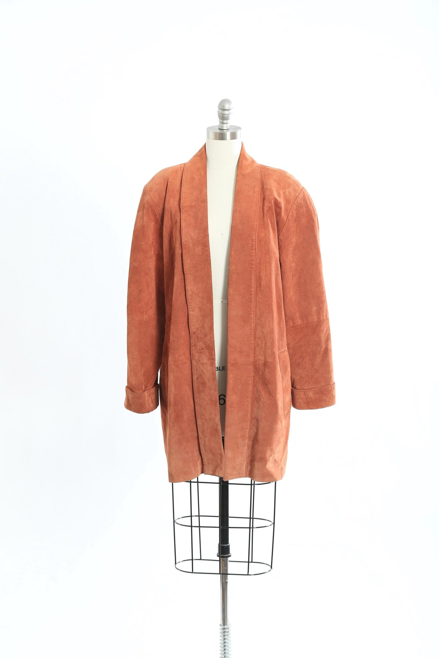 90s Burnt orange suede leather oversized coat jacket