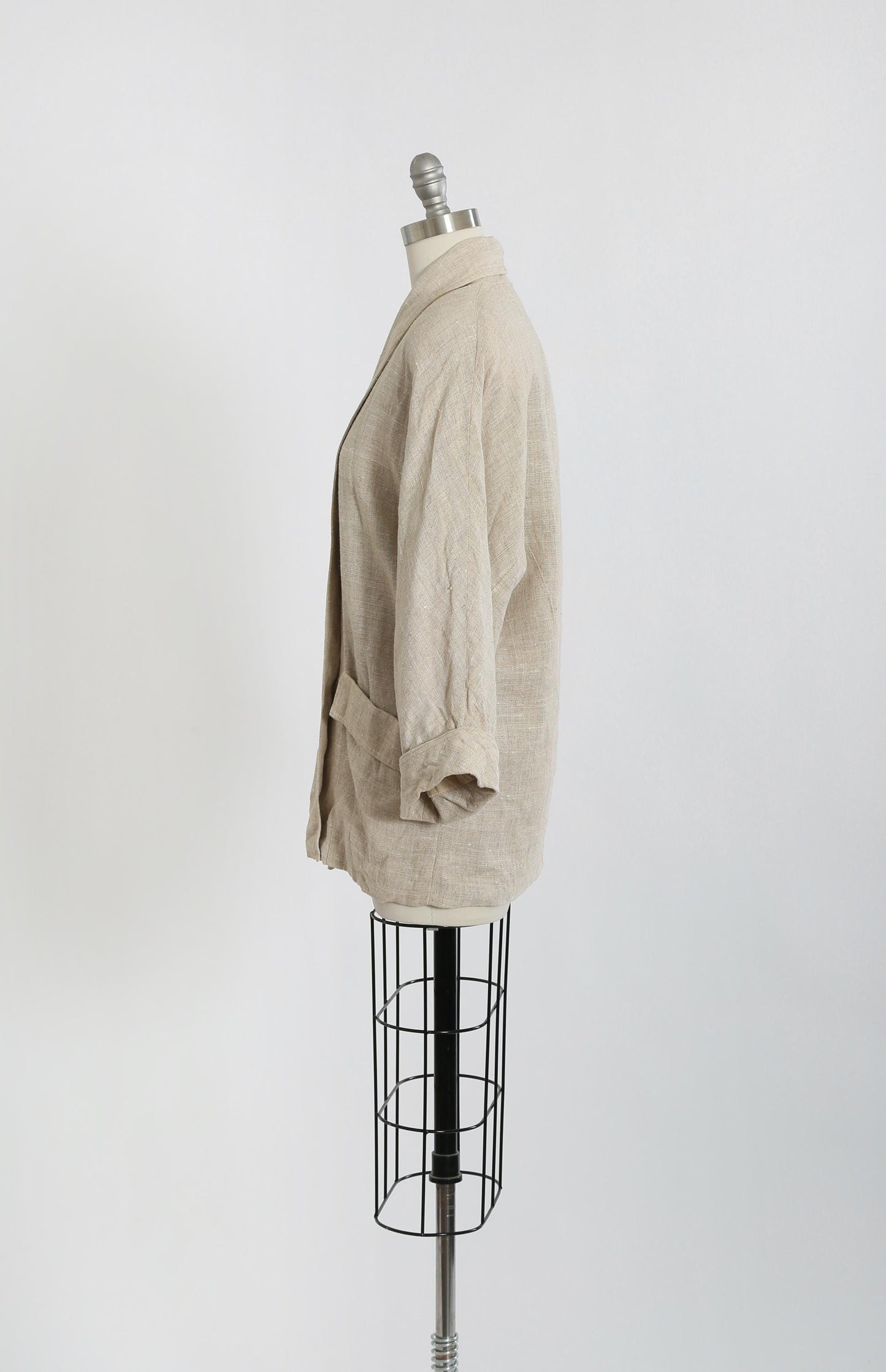 90s oversized oatmeal linen blazer jacket