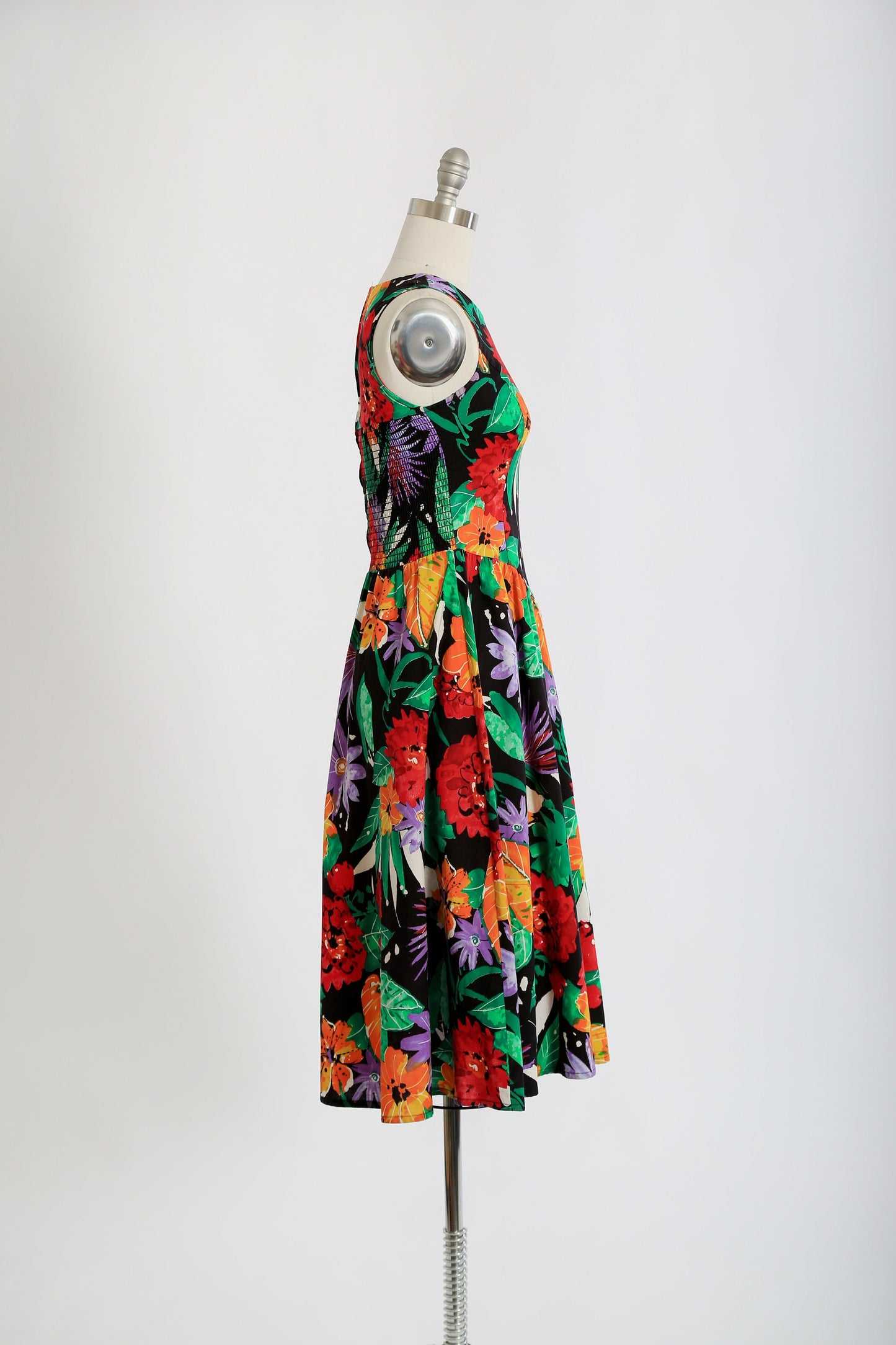 80s floral cotton midi dress