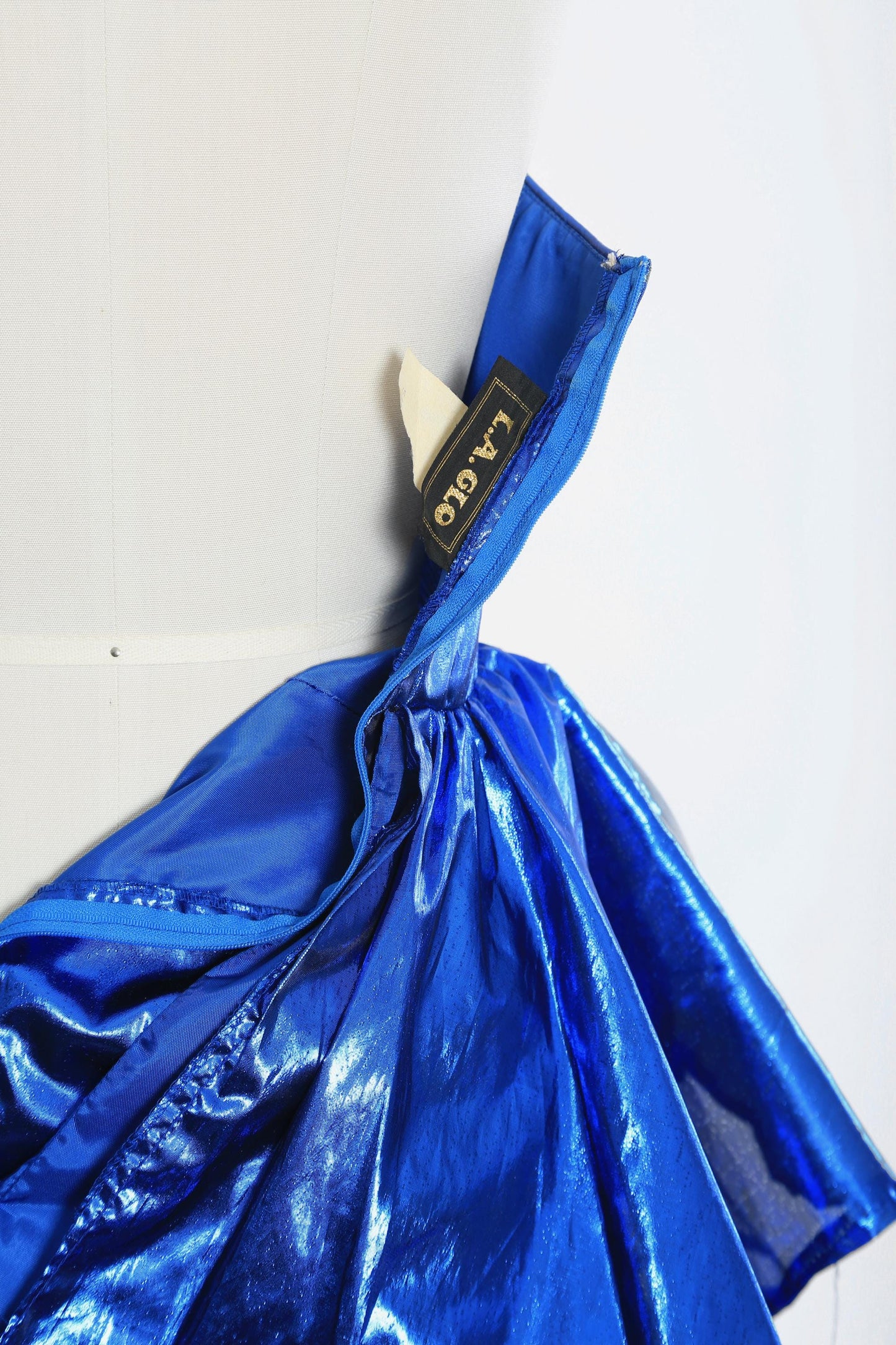 80s mermaid dress | Vintage 1980s metallic blue lame peplum party dress