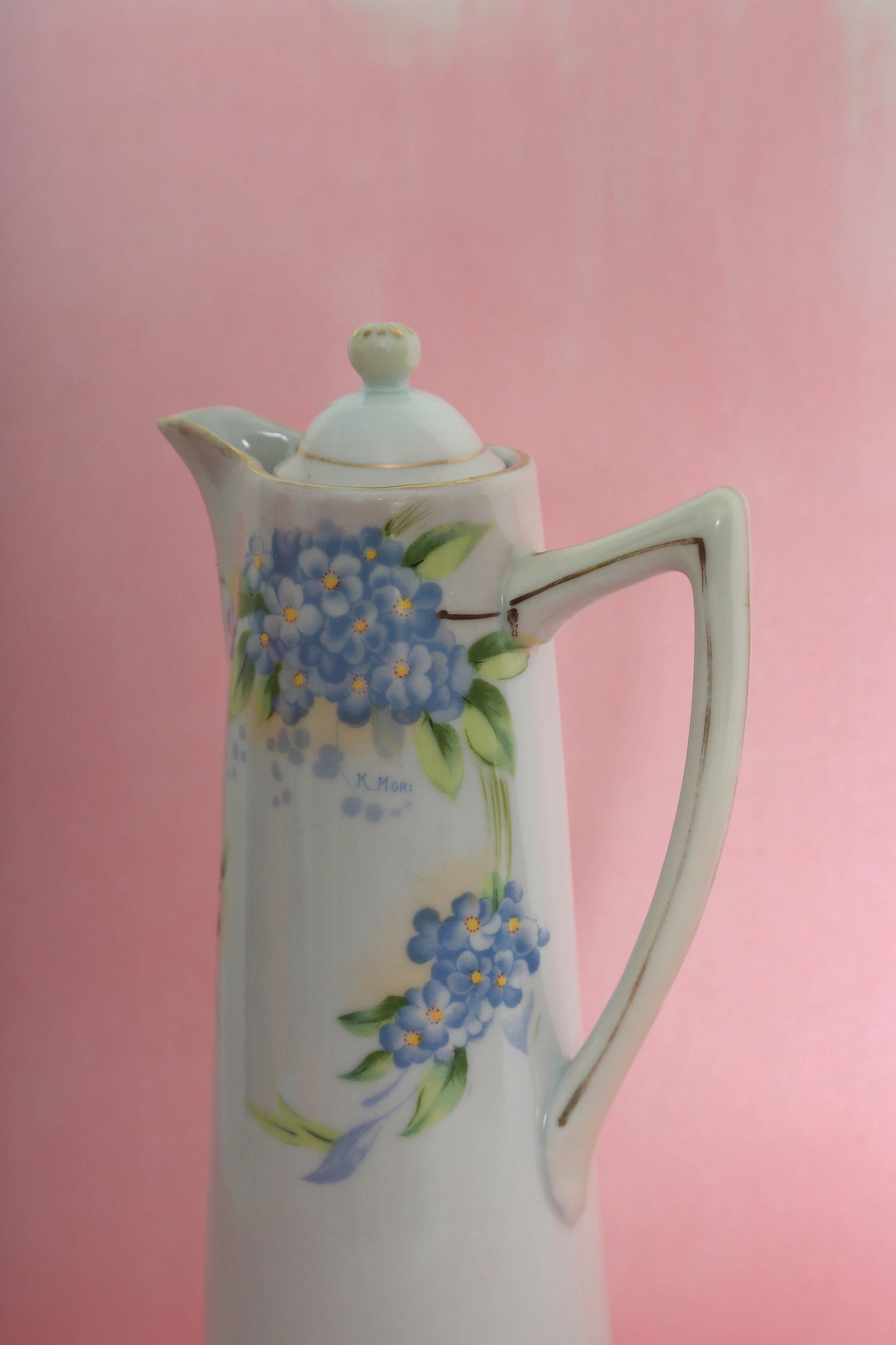 Vintage Nippon studio hand painted chocolate pot | Nippon floral painted tea coffee pot pitcher