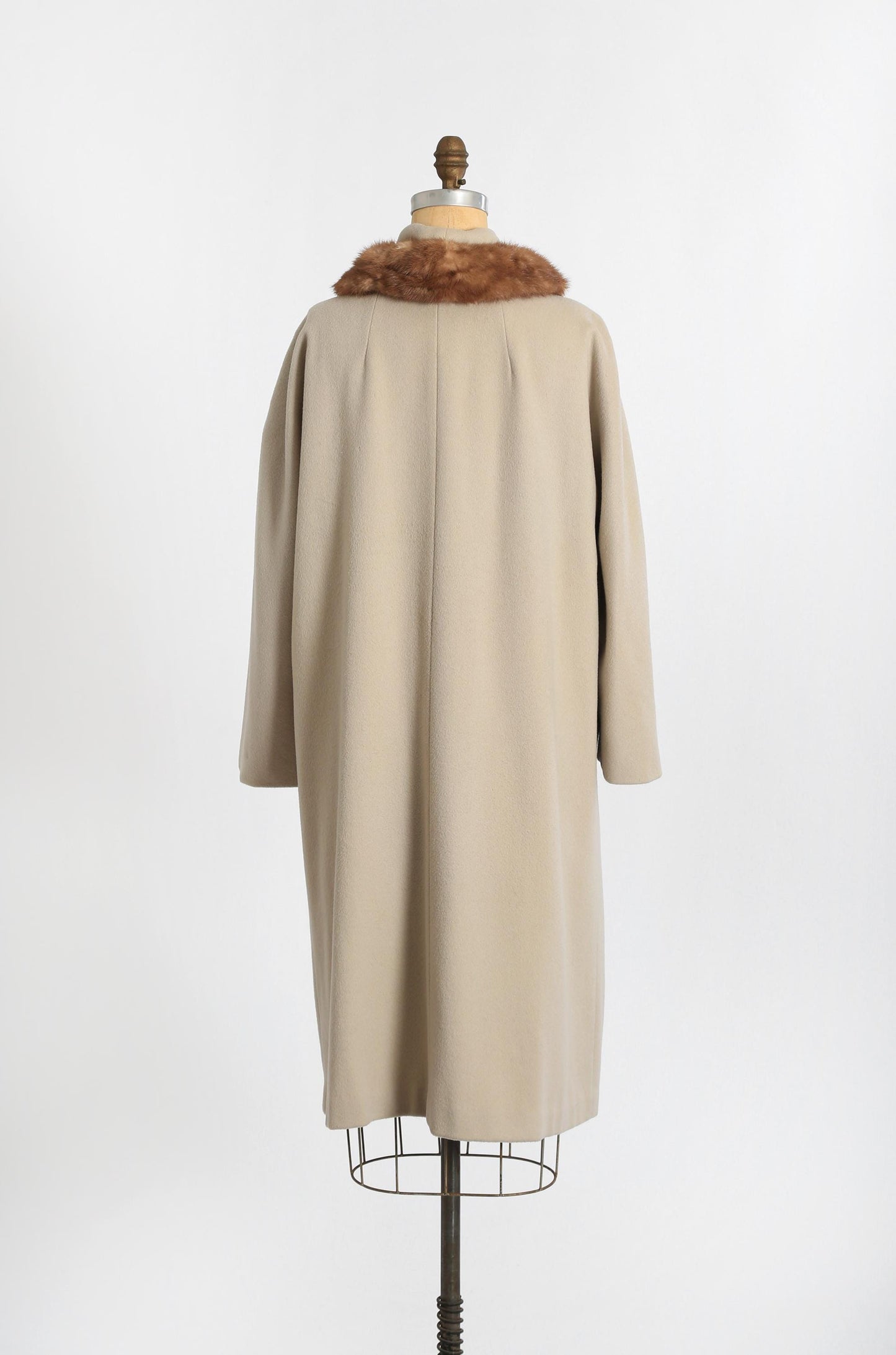 50s grey beige wool mink collar fur coat | Vintage 1950s BOND'S Fifth Avenue coat