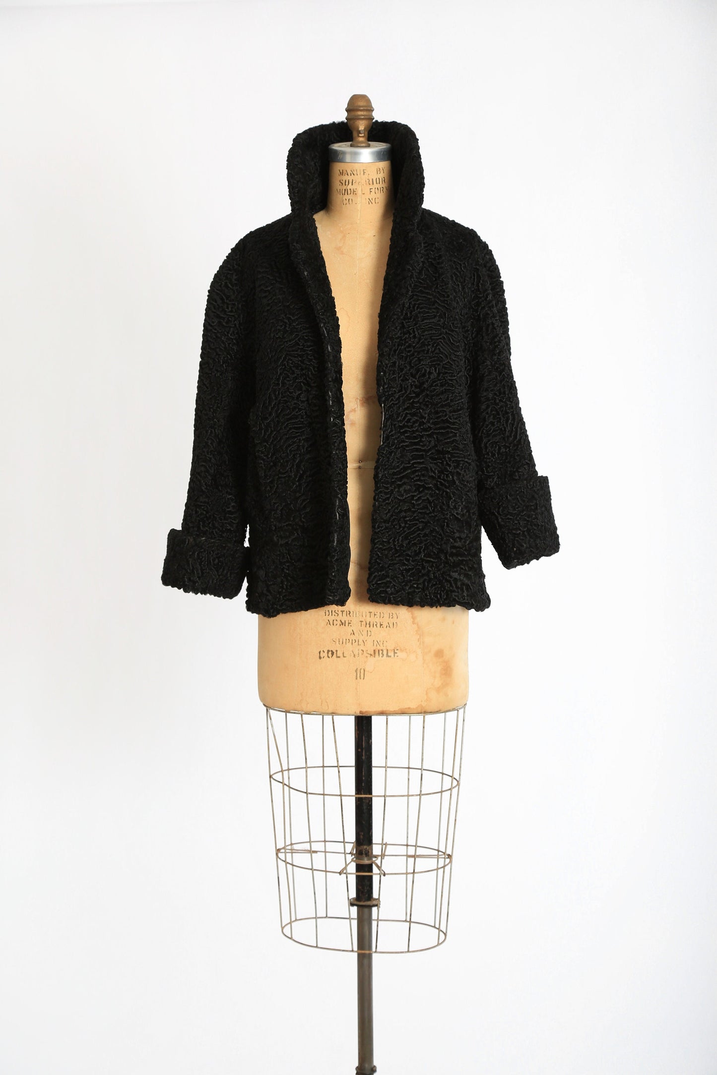 40s Persian lamb fur coat | Vintage 1940s black Persian curly Lamb coat