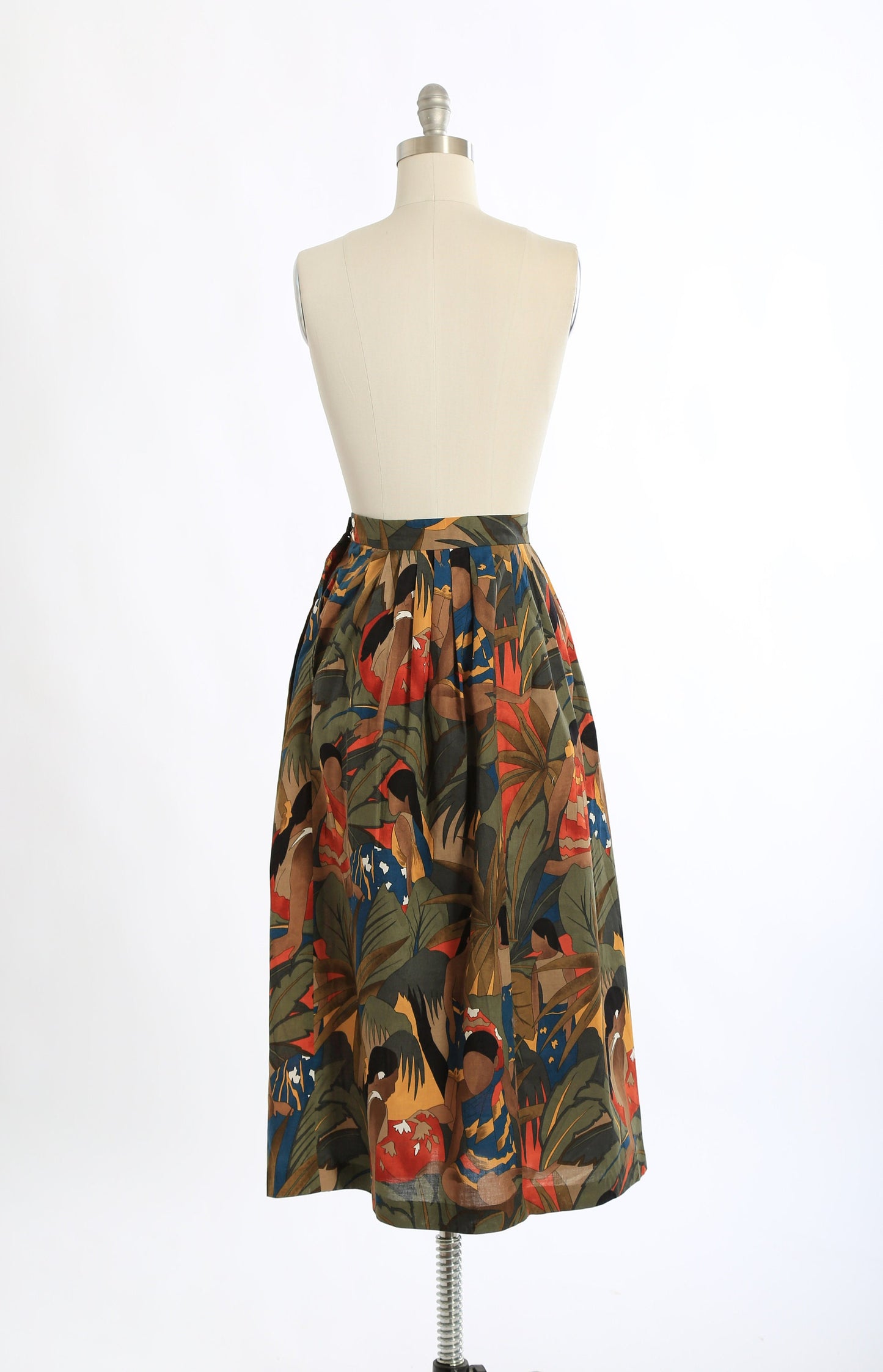 Island vibes skirt | Vintage 80s 90s tropical ethnic print cotton skirt