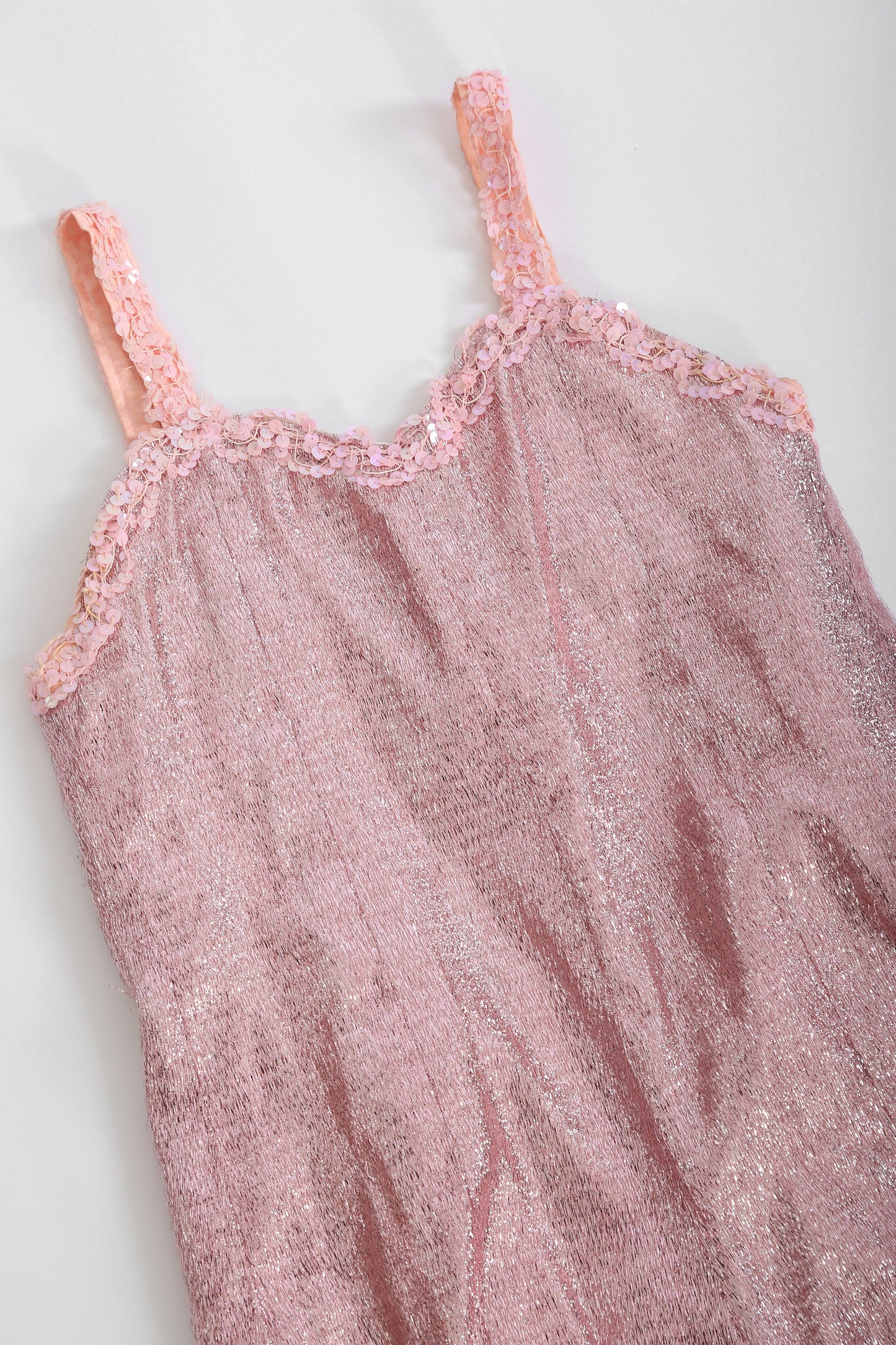 Vintage 40s 50s pink tensile sequin girls dance costume one piece