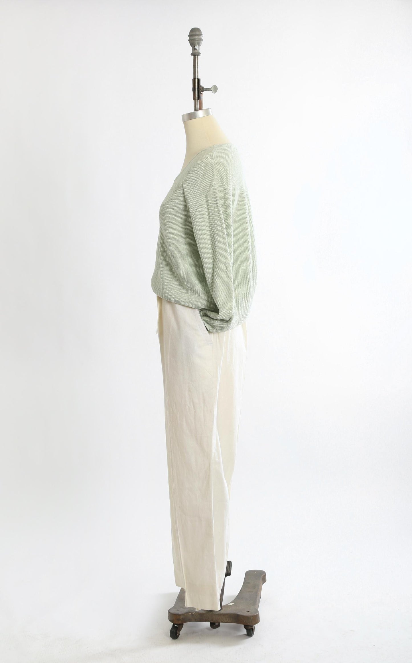 90s green woven knit cotton rayon sweater