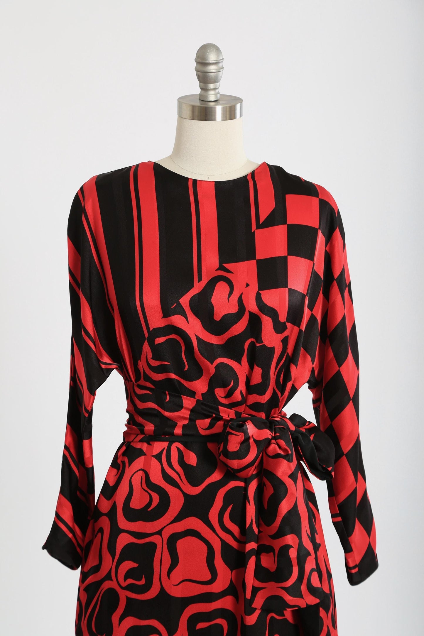90s French red silk dress | Vintage 1990s Franck Olivier Paris checker dress