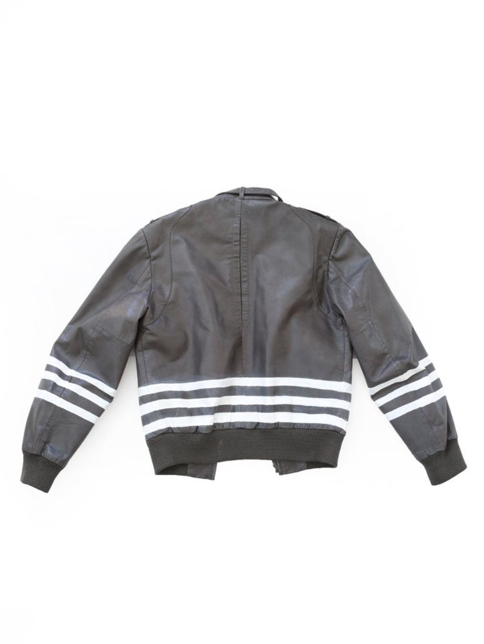 Vintage Wilsons leather striped bomber Jacket | Custom painted vintage jacket
