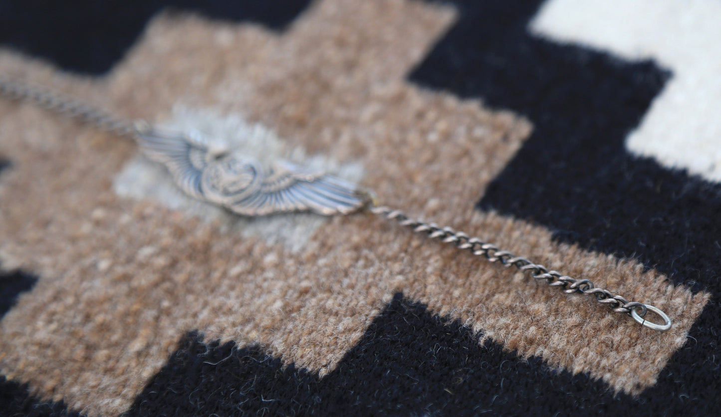 Vintage 1940s WWII US. Army Air Force flight wings sterling silver bracelet 8.3g