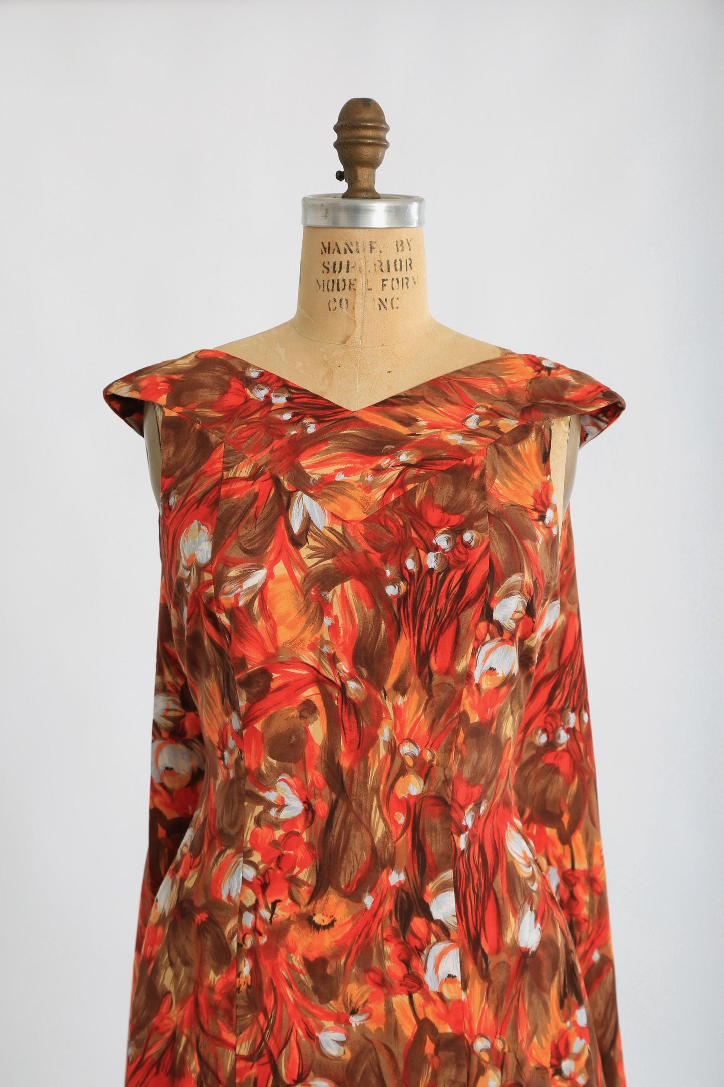 50s Hawaiian mini dress | Vintage 1950s Hookano orange floral dress