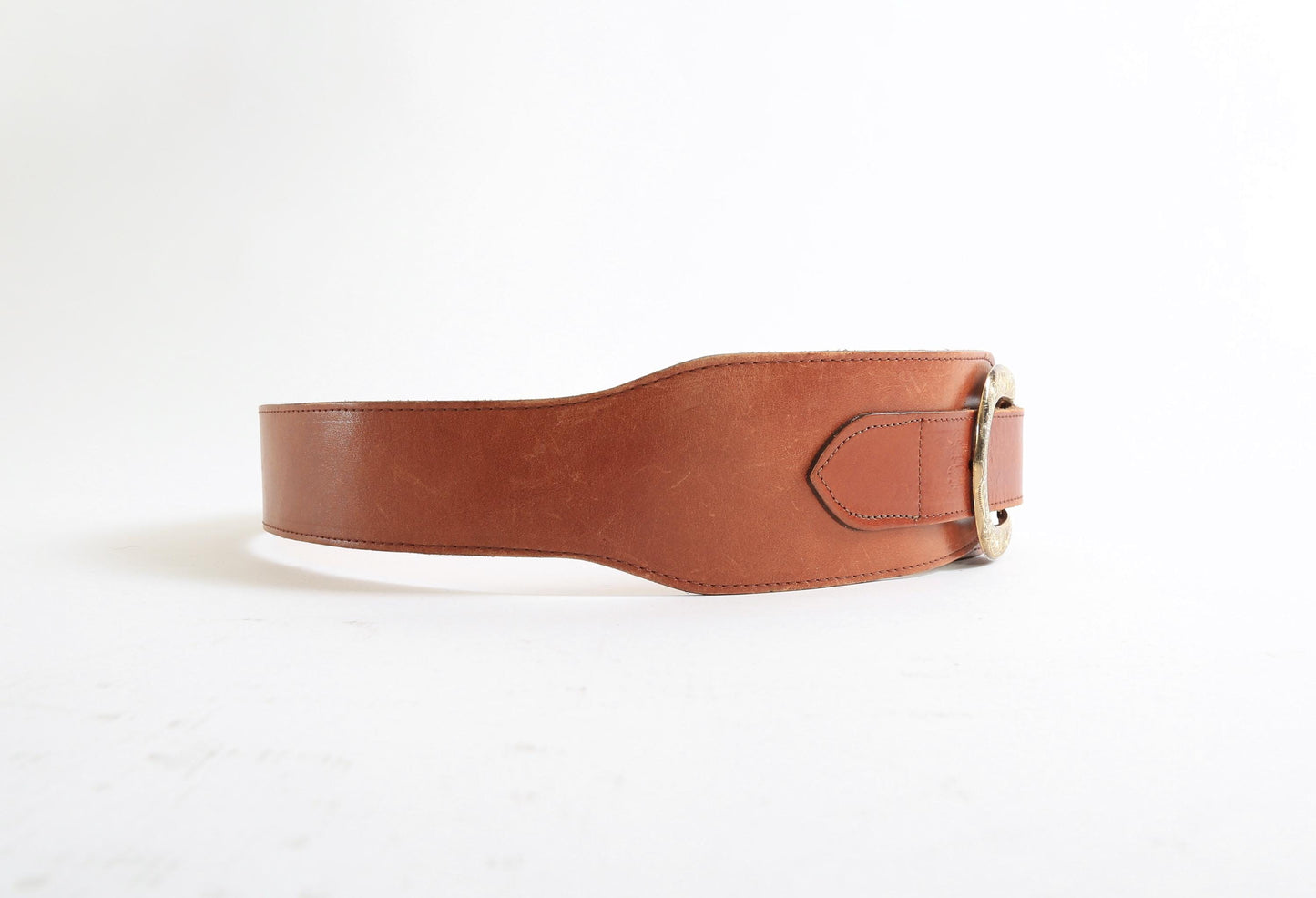 Vintage 80s Ginnie Johansen wide brown leather belt Sz. L XL