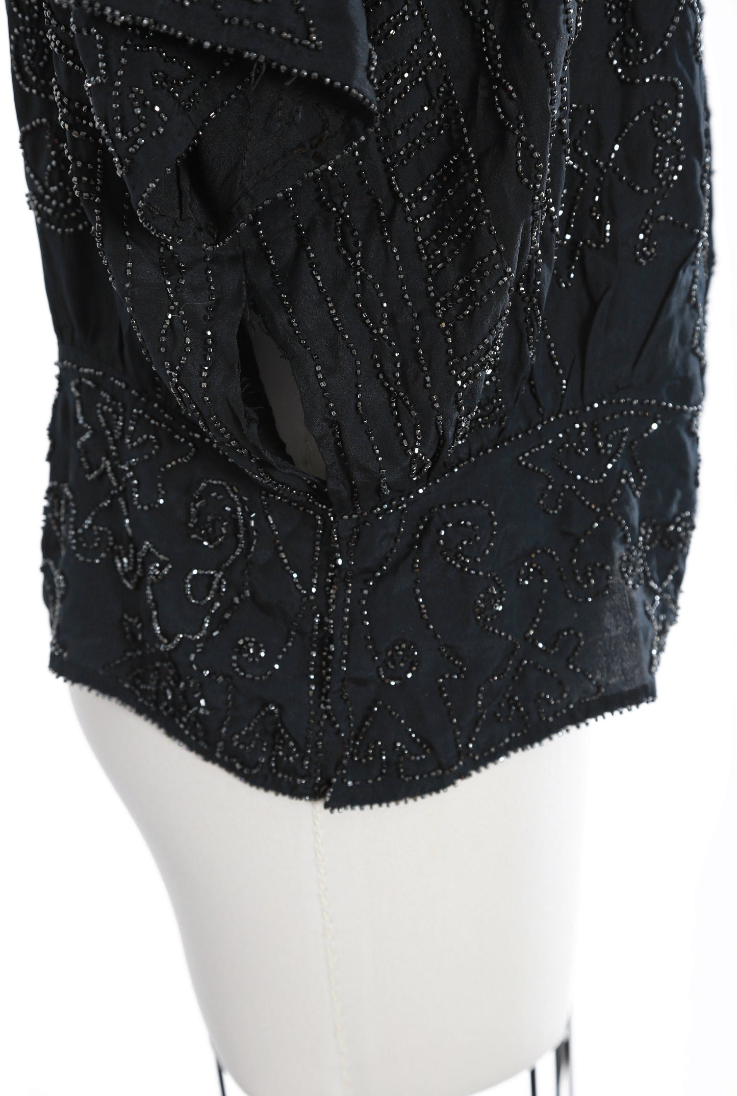 Antique 1920s French silk beaded blouse | 1920s silk glass beaded Art deco flapper blouse