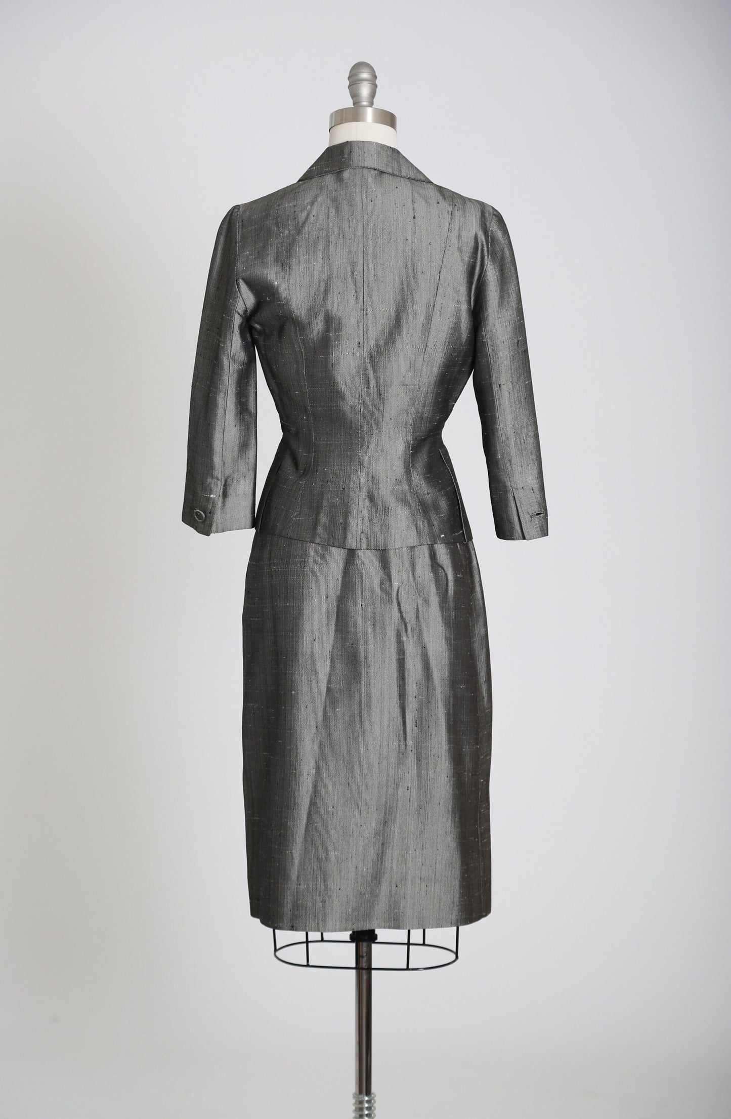 Vintage 1940s silver dress 2pc suit
