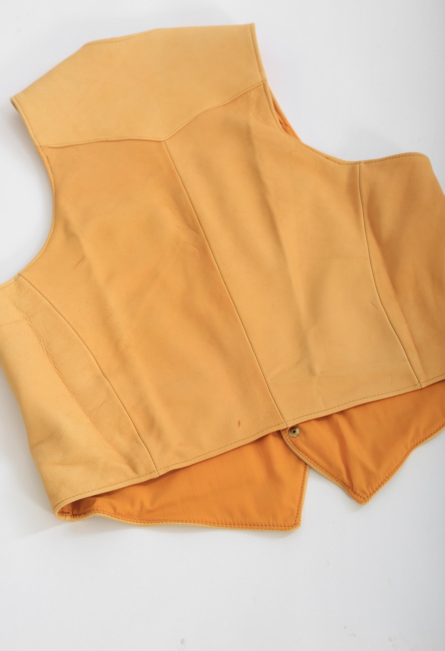 Vintage 70s Buckskin brown leather vest