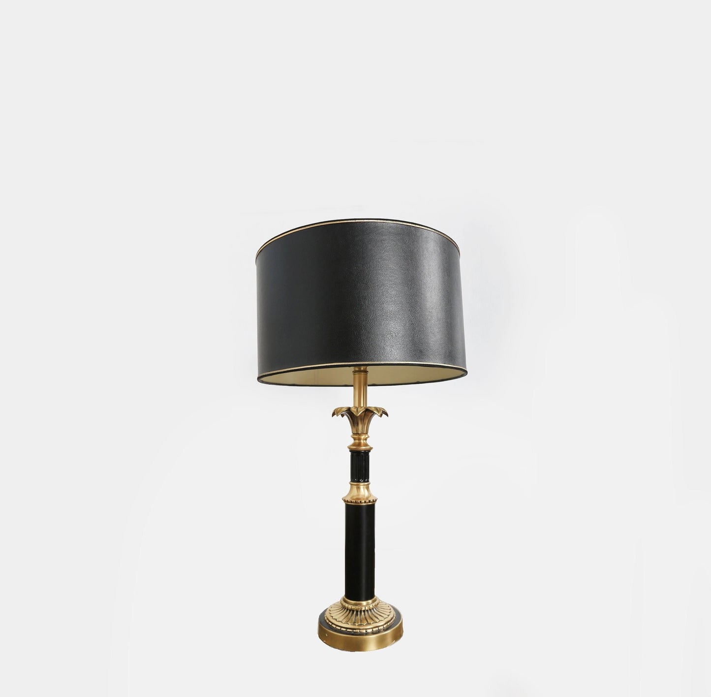 Vintage black + gold brass neoclassical French style table lamp