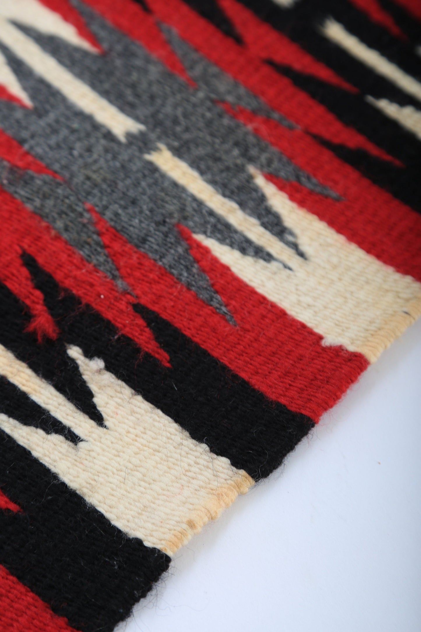 Vintage Native American Navajo hand woven wool Tapestry Wall Art Red Germantown Sampler