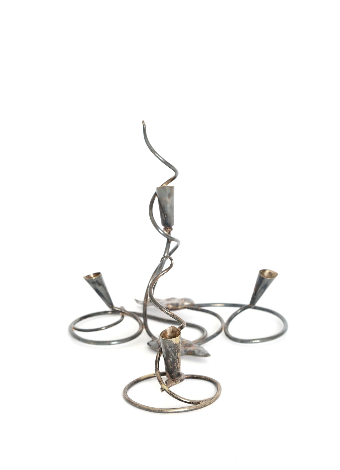 Vintage Art nouveau silver plate Lily candle stick holders