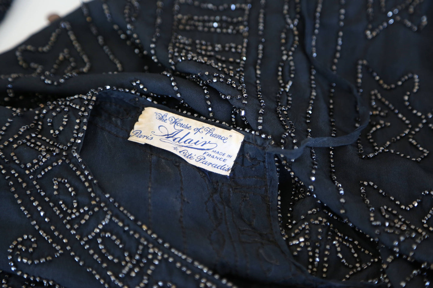 Antique 1920s French silk beaded blouse | 1920s silk glass beaded Art deco flapper blouse
