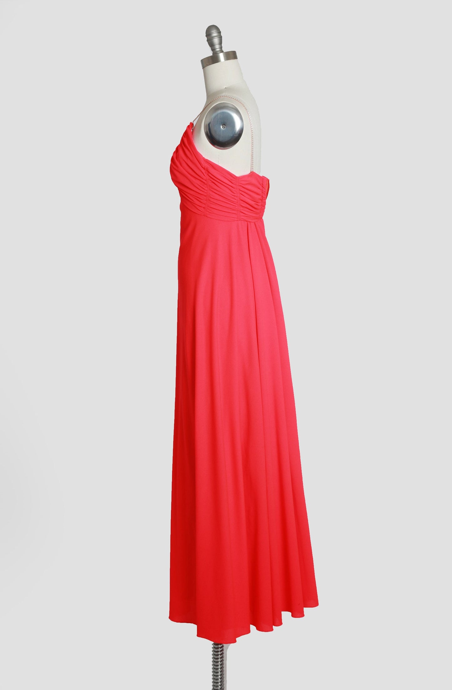 Lilli Diamond neon dress | Vintage 70s Lilli Diamond neon pink rhinestone cocktail party maxi dress XS