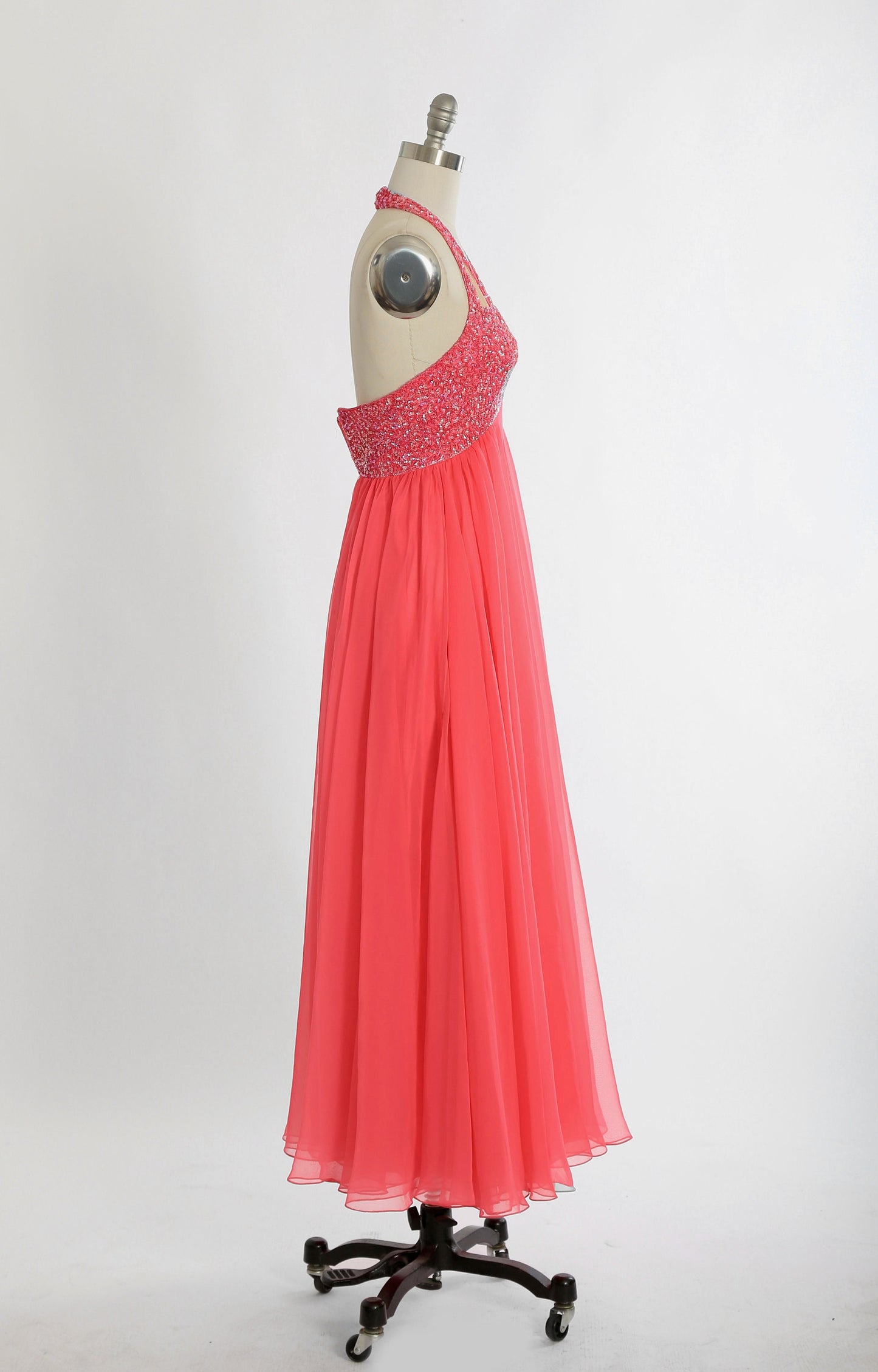 Mike Benet sequin dress | Vintage 60s 70s pink chiffon sequin maxi dress