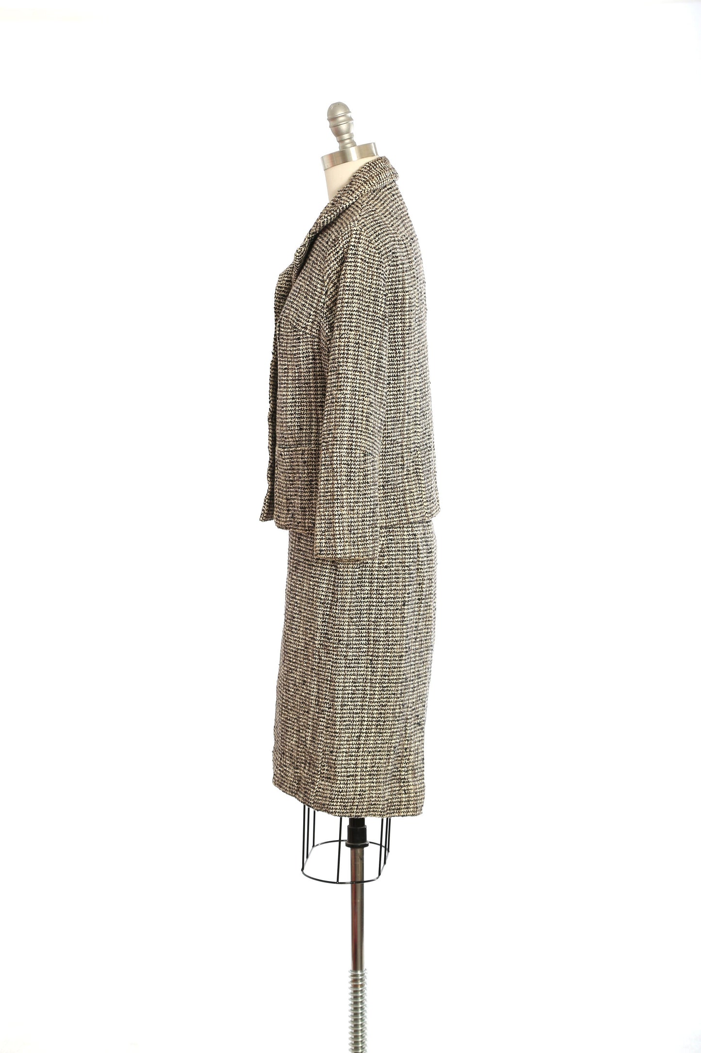 Vintage 50s gray tweed suit | 1950s Mid century Modern 2pc skirt jacket suit