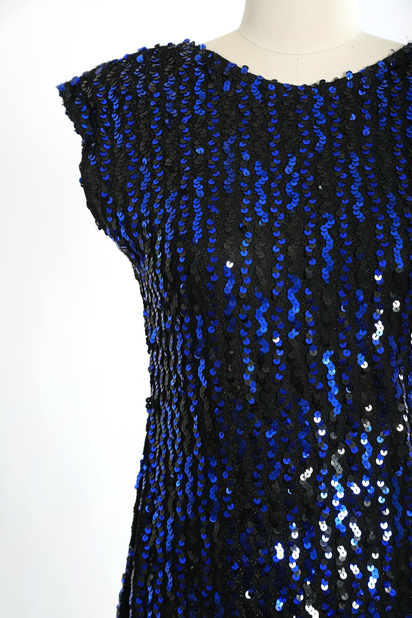 70s blue sequin mini dress