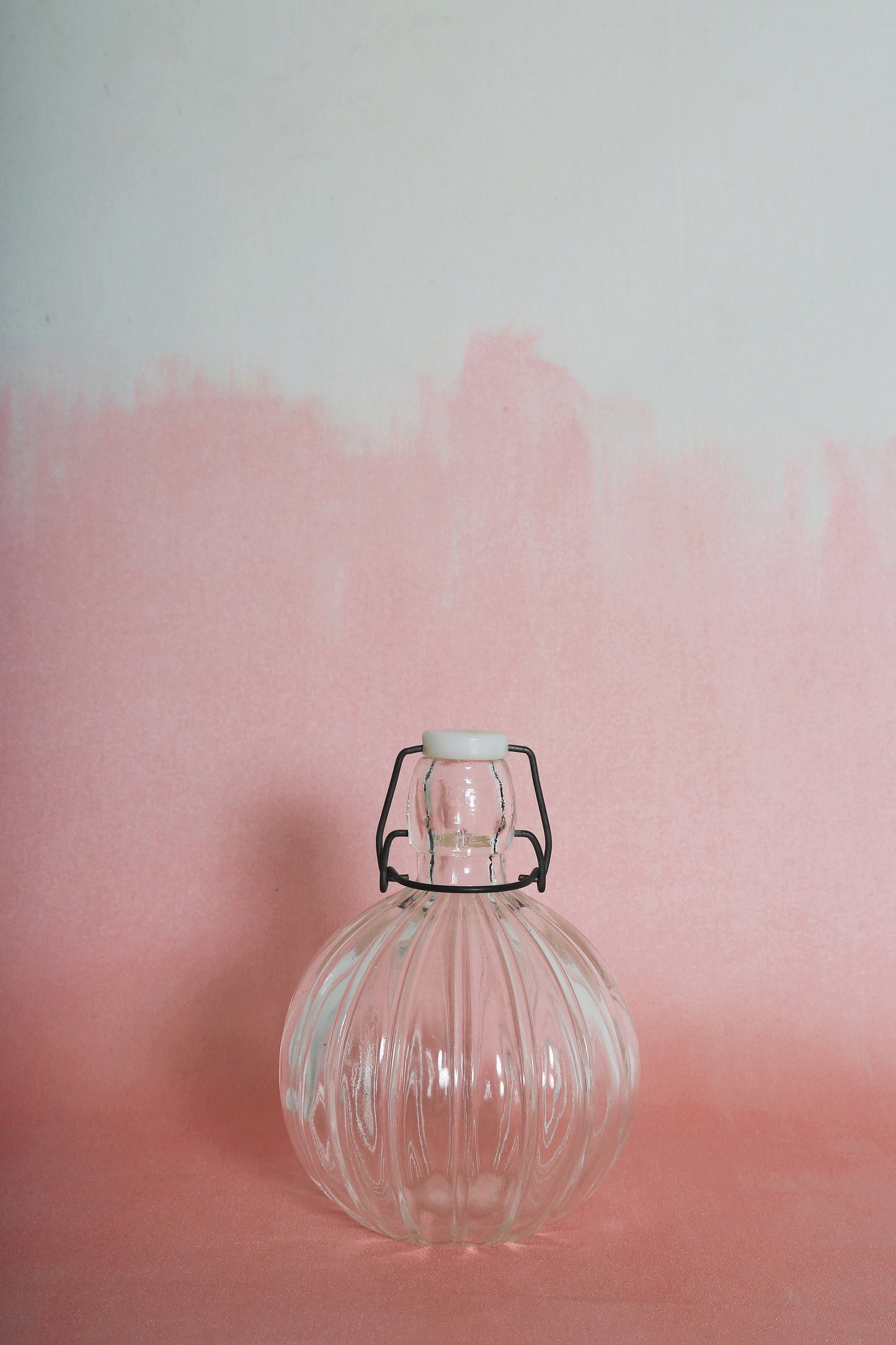 Vintage round ribbed glass liqueur bottle decanter