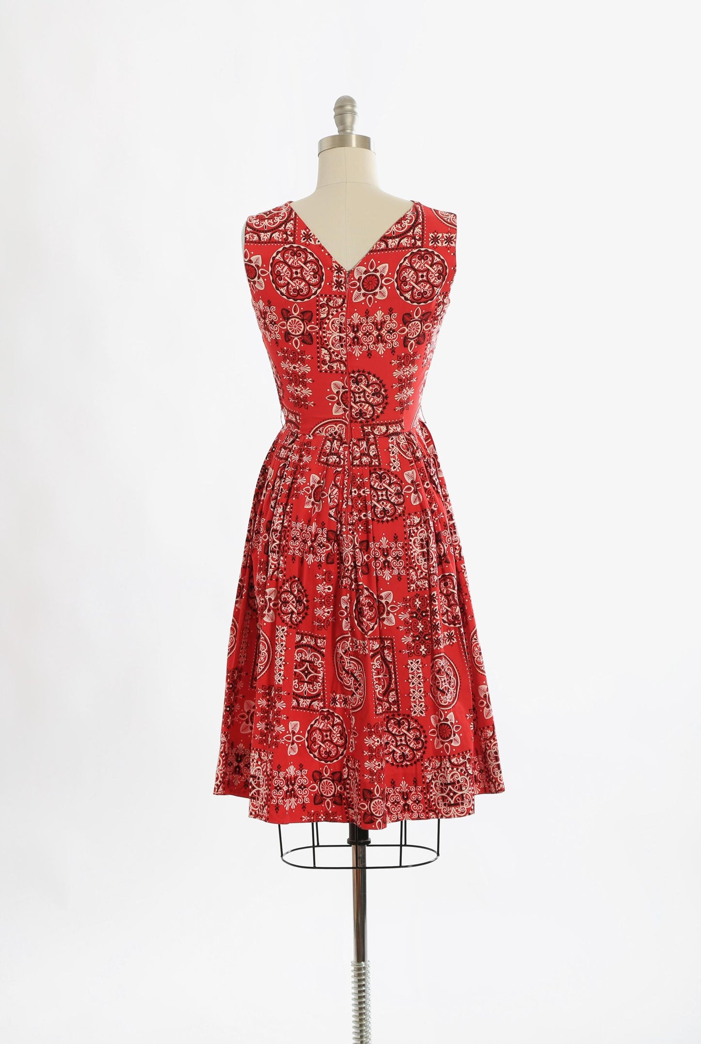 50s bandana dress | Vintage 1950s red bandana cotton dress