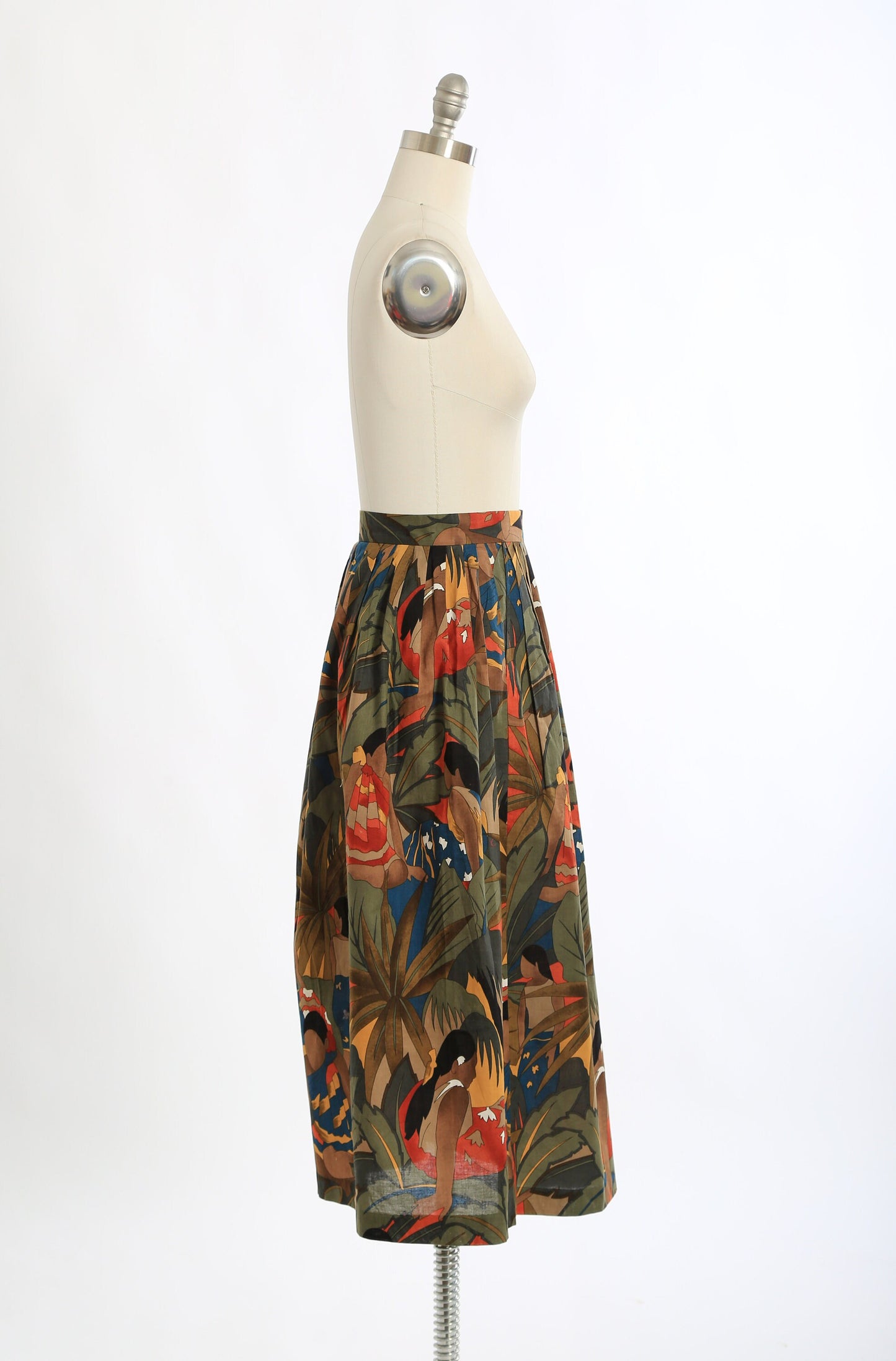 Island vibes skirt | Vintage 80s 90s tropical ethnic print cotton skirt