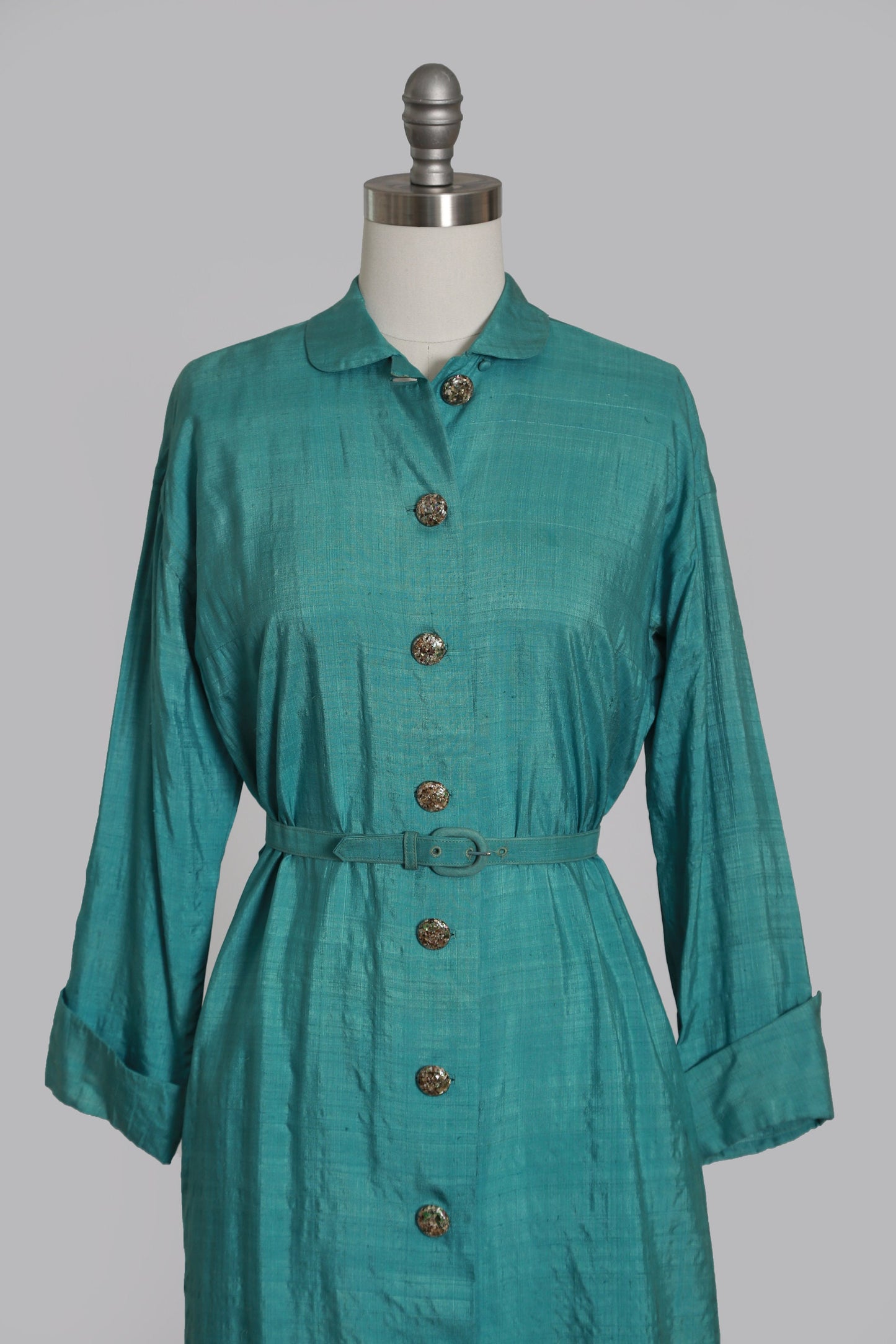 50s silk dress | Vintage 1950s B H Wragge blue silk dress