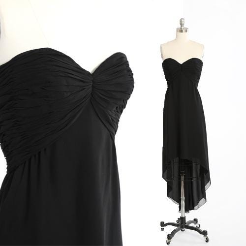 Oscar de la Renta silk dress | Vintage 90s Oscar de la Renta black silk high low cocktail dress