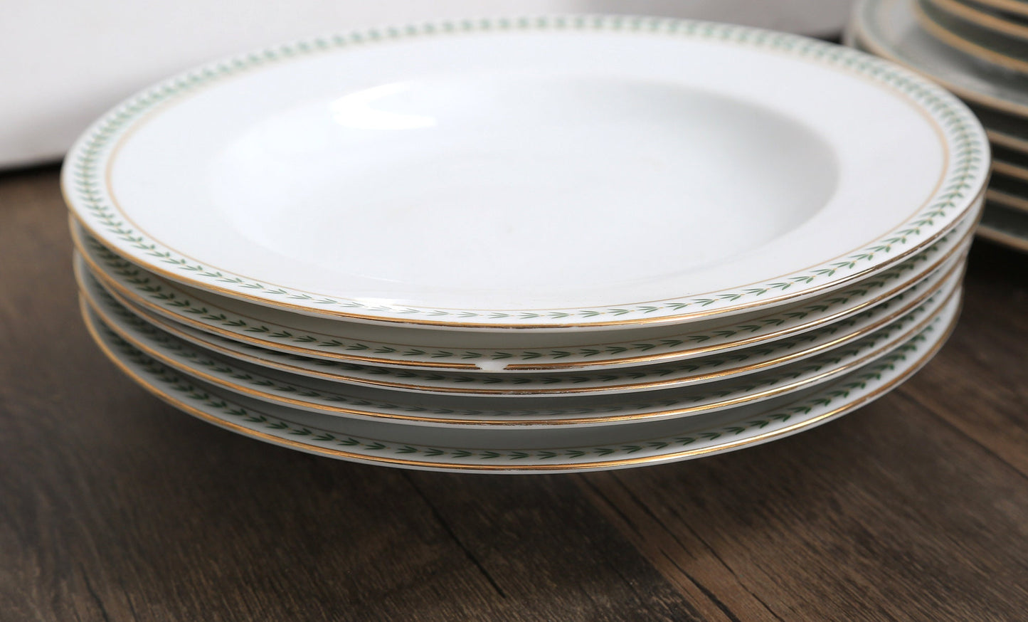 Vintage Eschenbach Bavaria Germany green garland Christmas dinner plates set | 23 piece set