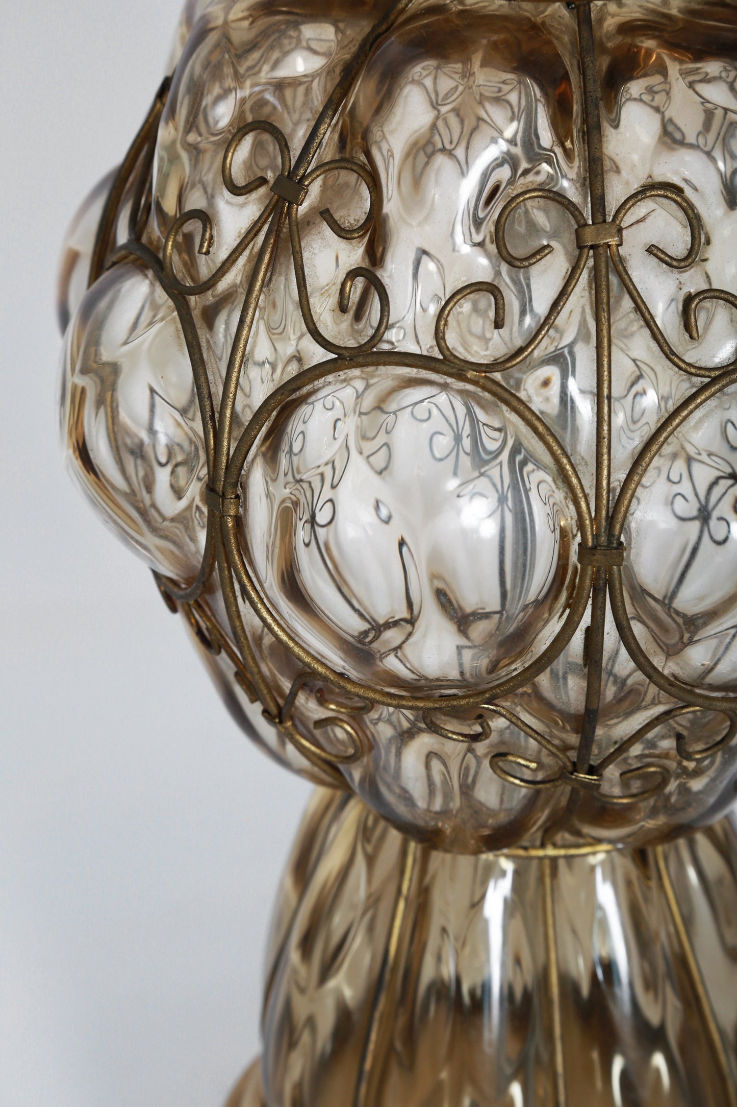 Vintage Mid Century modern Murano glass caged lamp