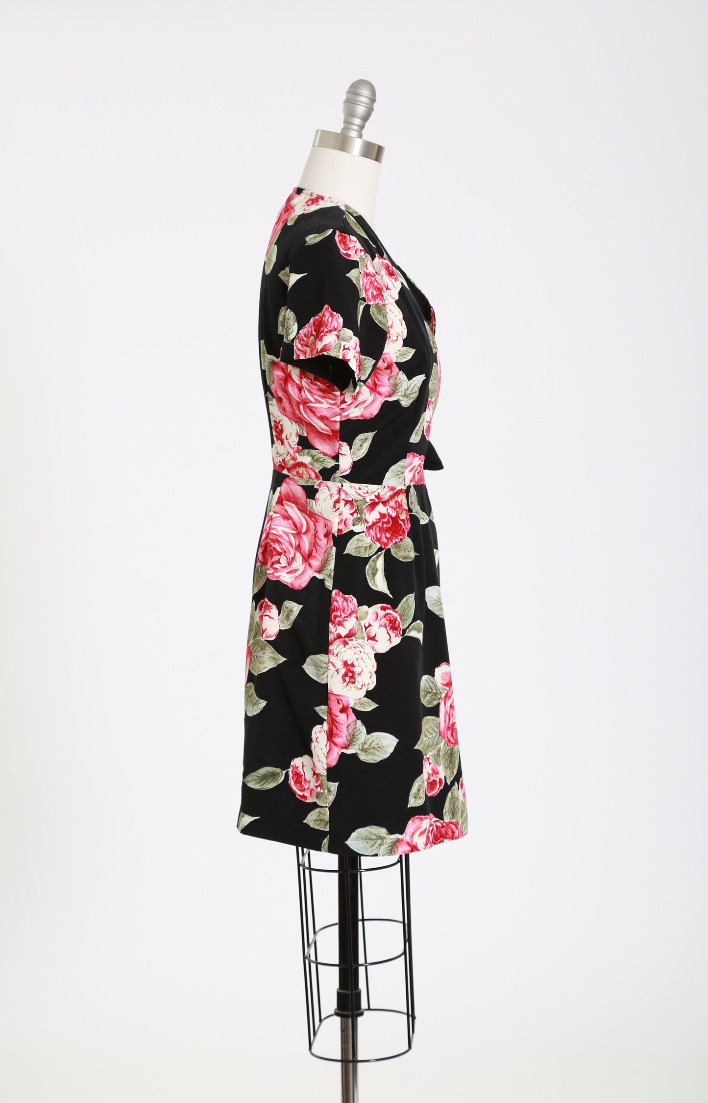Vintage 90s floral rose wrap mini dress