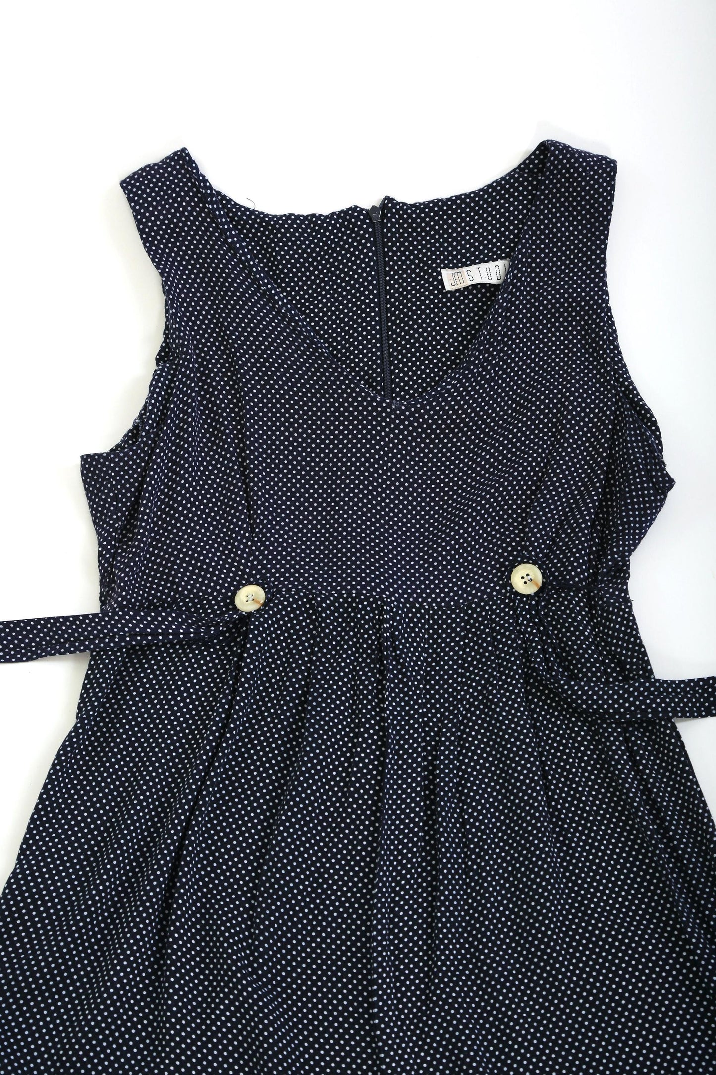 90s Navy blue polka dot rayon jumpsuit