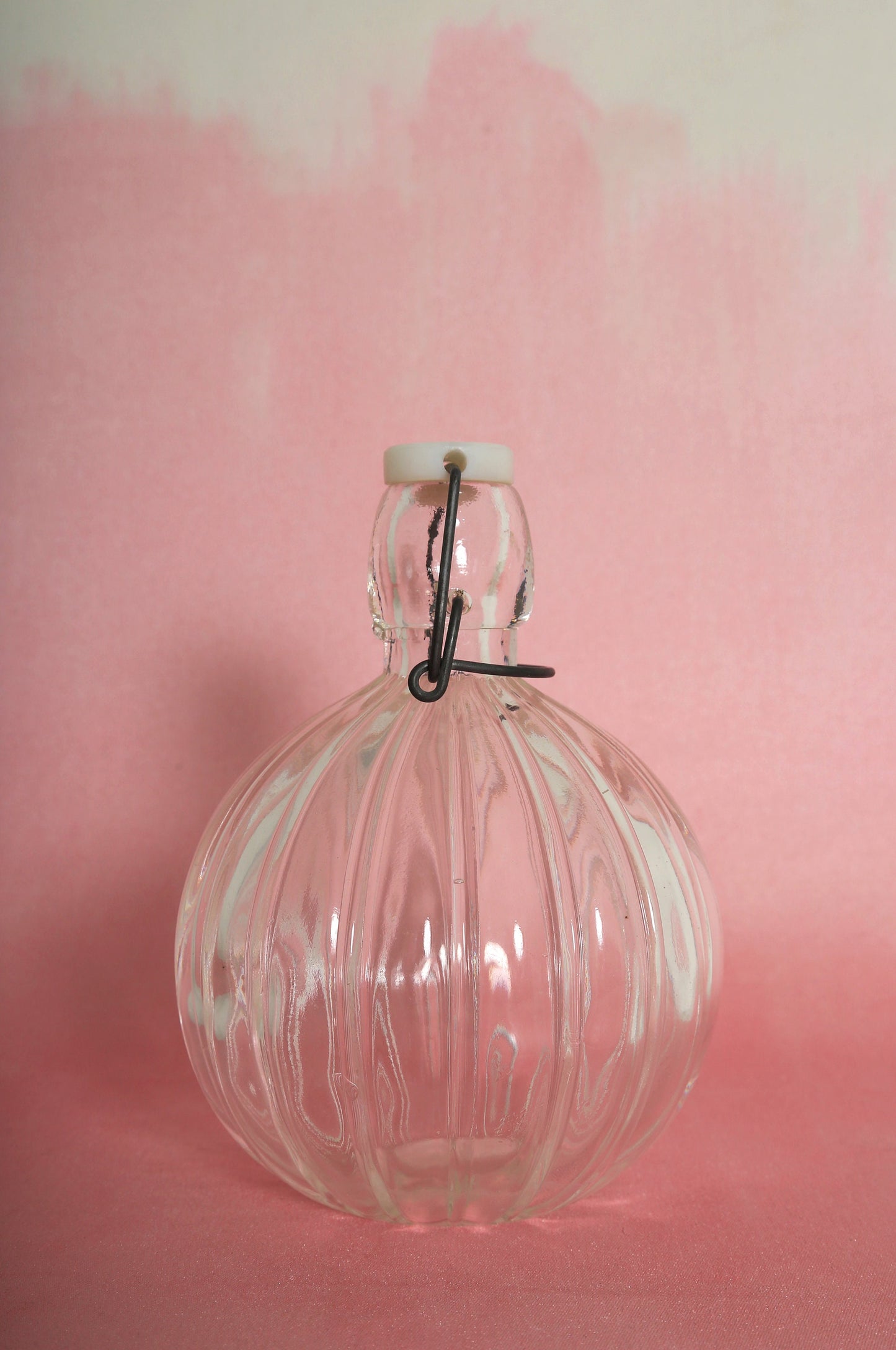 Vintage round ribbed glass liqueur bottle decanter