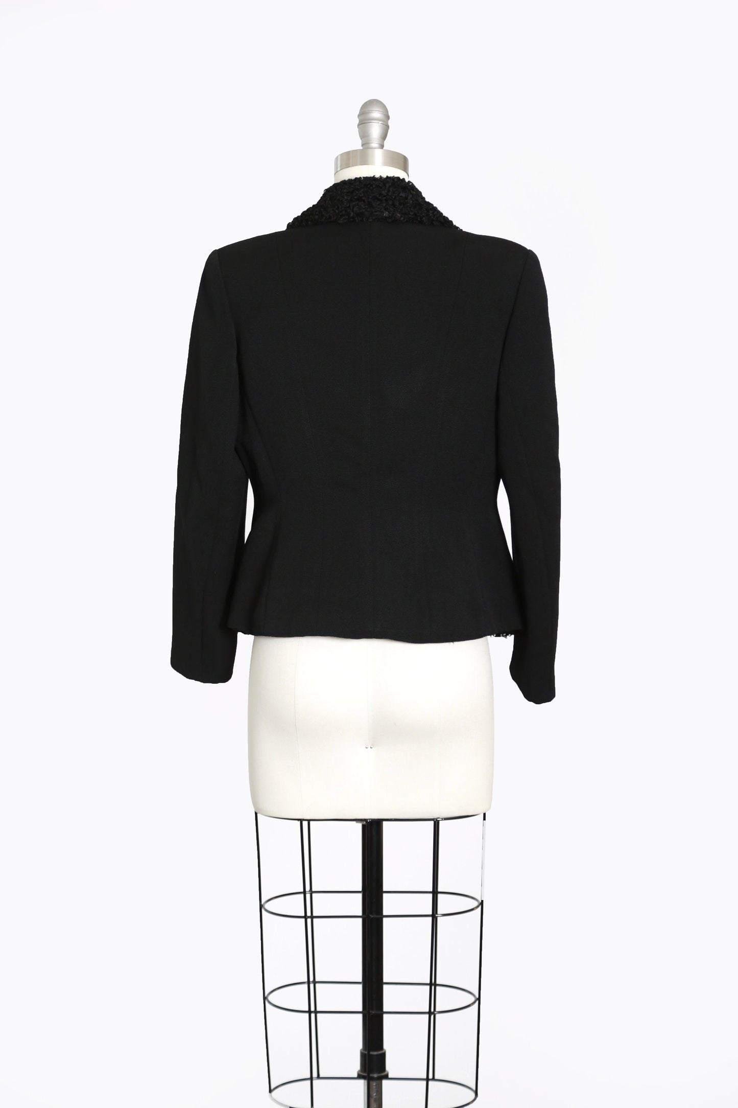 Reine Wolle blazer | Vintage 40s black curly lamb wool blazer | 1940s Persian curly Lamb coat