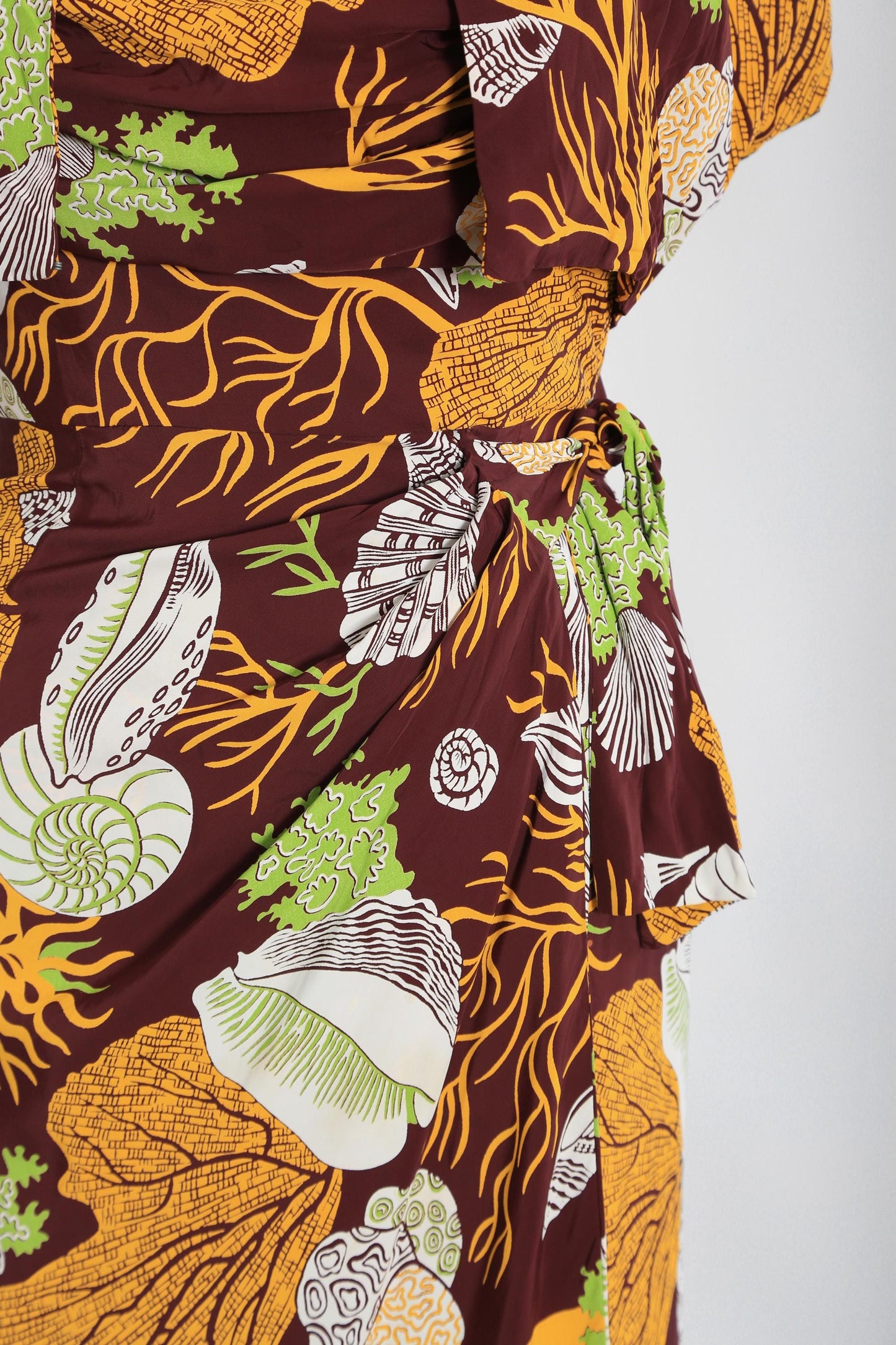 40s Kamehameha dress | Vintage 1940s tropical Hawaiian underwater rayon wiggle dress