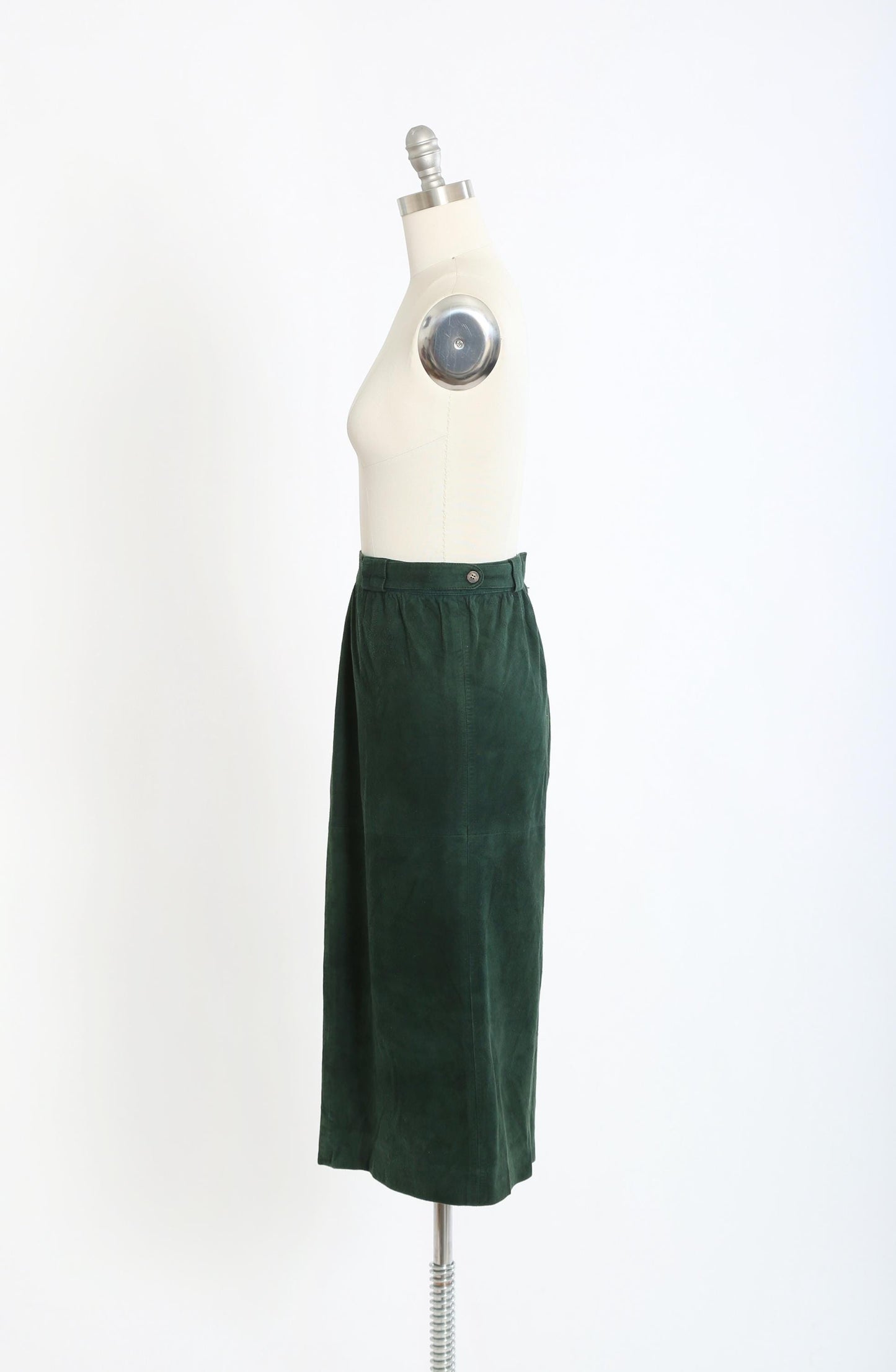 Vintage 90s Forrest green suede leather skirt