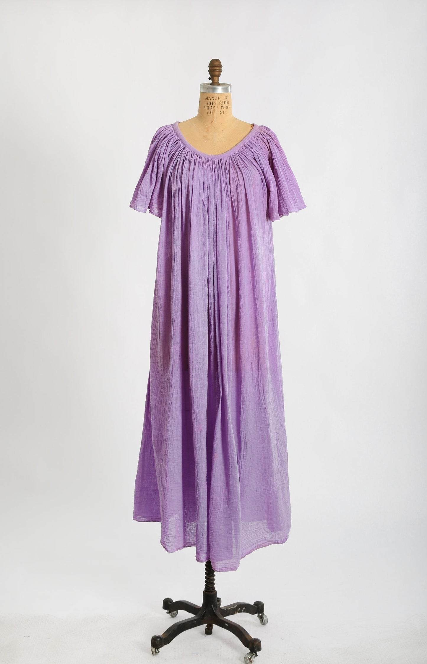 70s Purple Cotton gauze caftan maxi dress