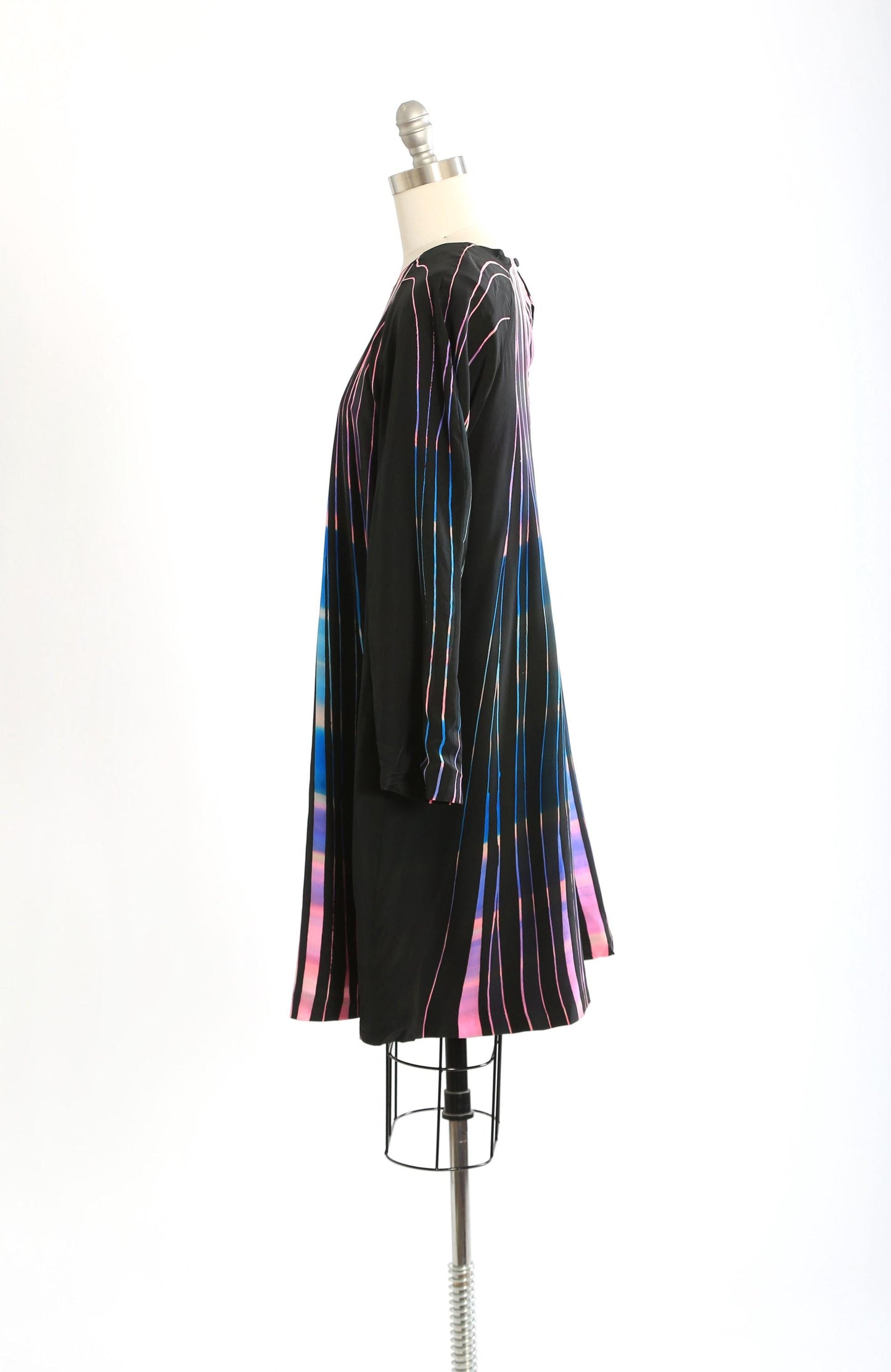 80s ombre striped silk dress | vintage 1980s Art waves silk dress
