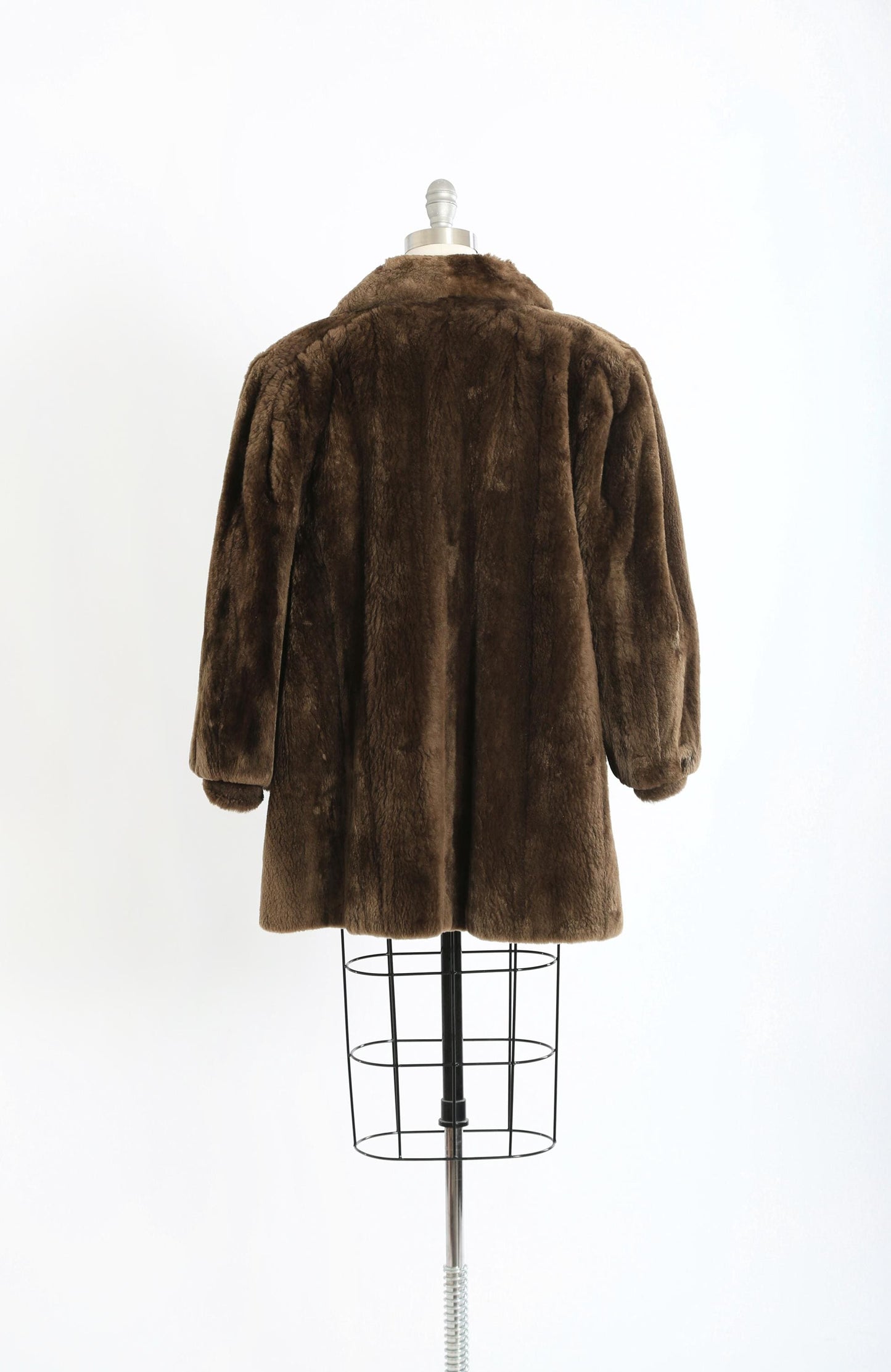 60s Plush mouton lamb fur Coat | Vintage 1960s Mouton Stroller Swing Opera coat