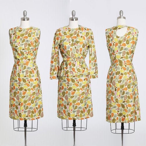 Vintage 1960s floral paisley dress + jacket