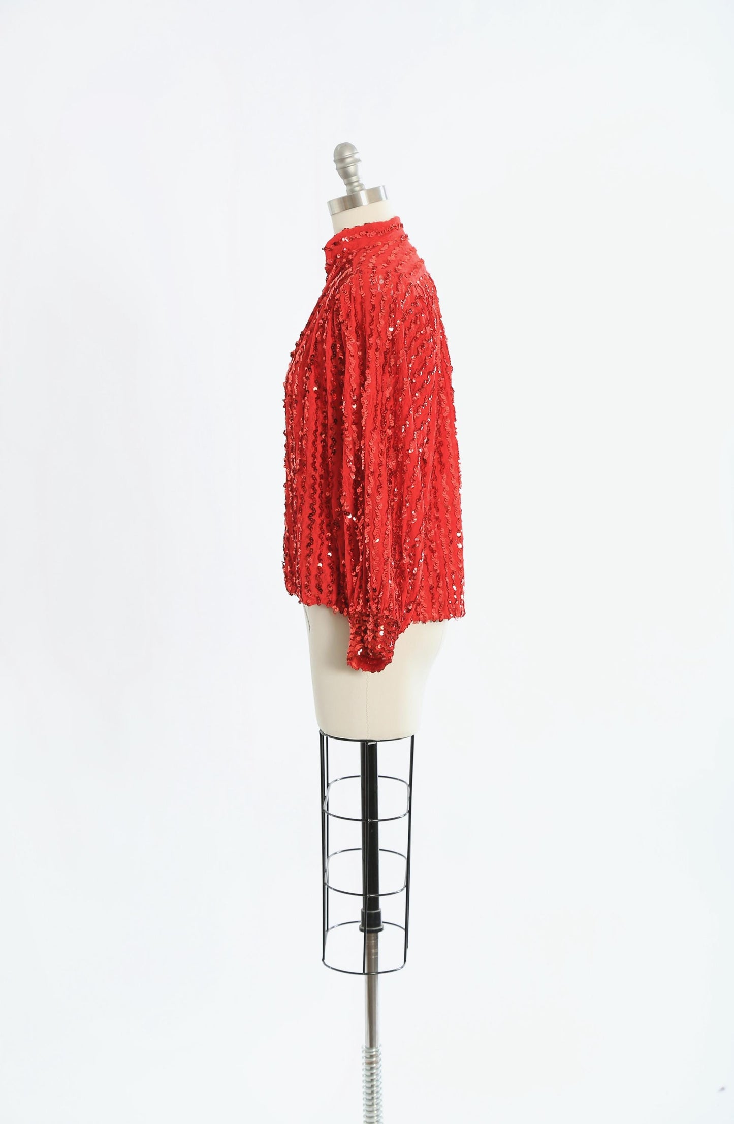 70s Red Sequin Ann Green blouse made in England