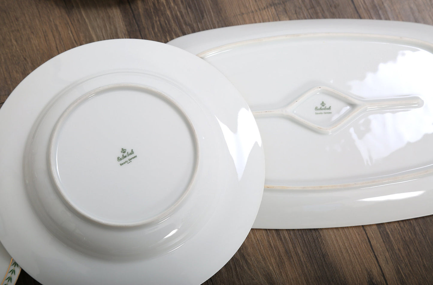 Vintage Eschenbach Bavaria Germany green garland Christmas dinner plates set | 23 piece set